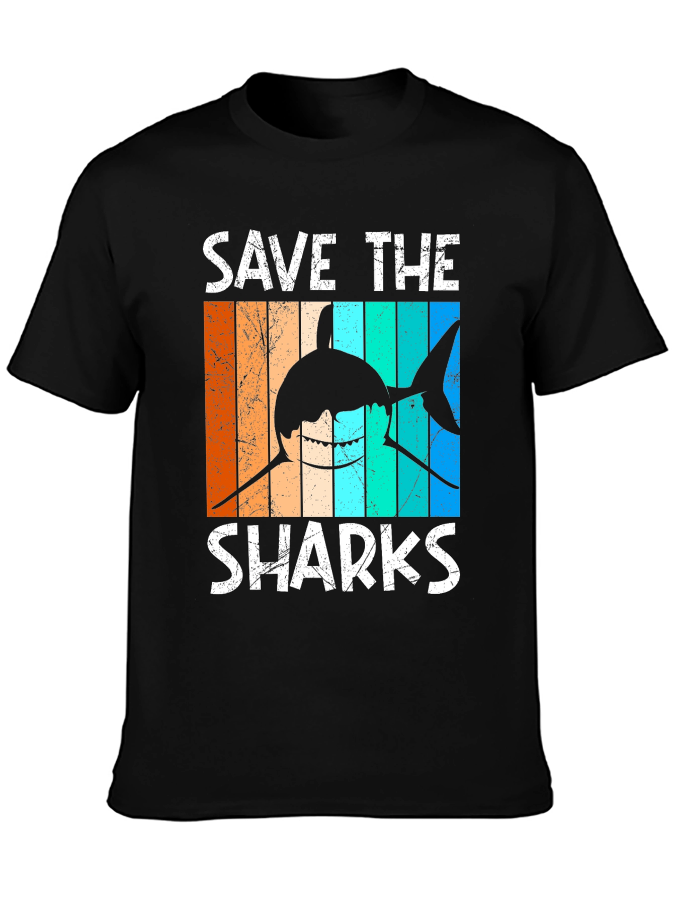 Black Save the Sharks Graphic T-Shirt view 3