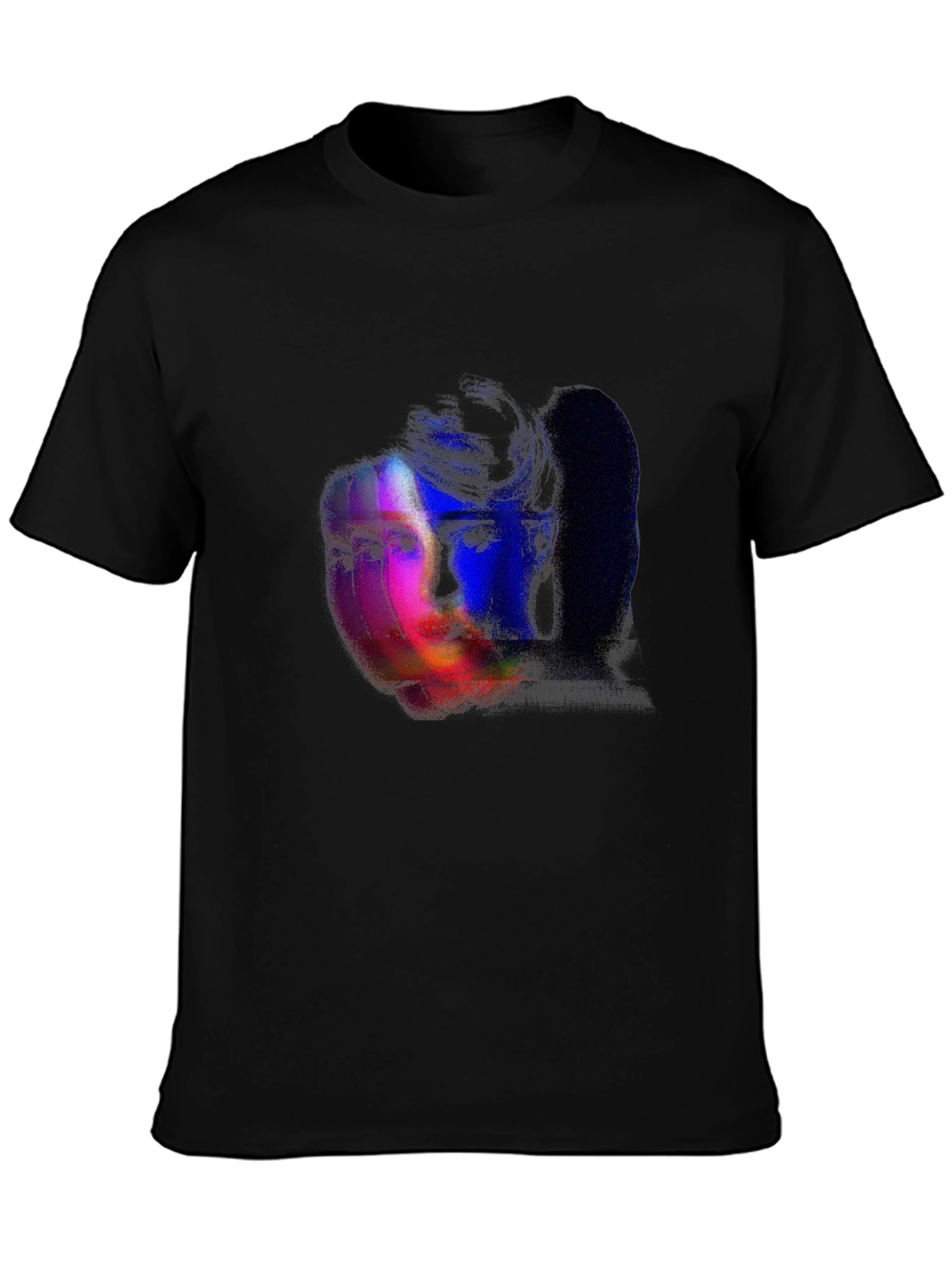 Black Glitch Portrait Graphic Tee - Black view 3