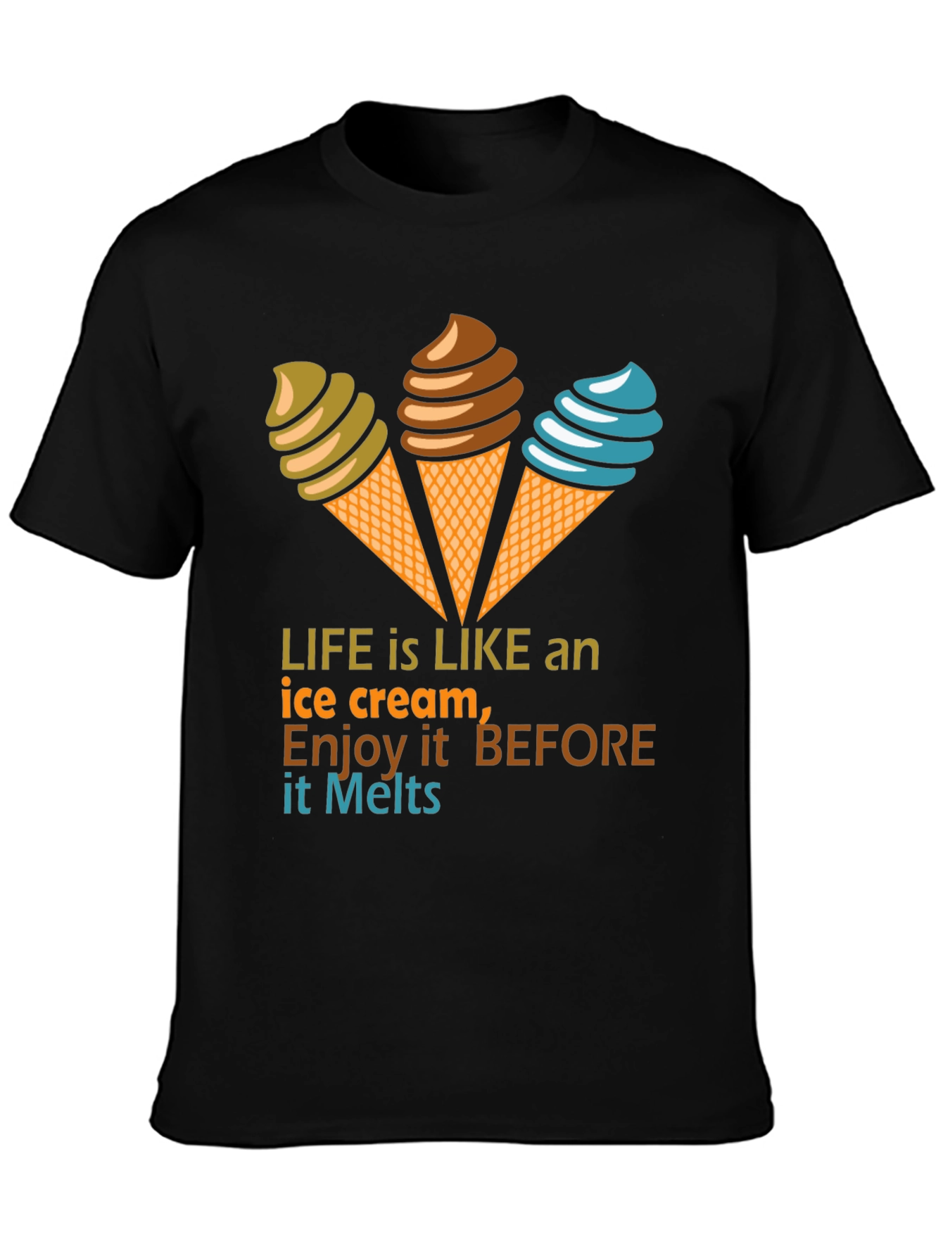 Black Life Is Like an Ice Cream Graphic T-Shirt view 3