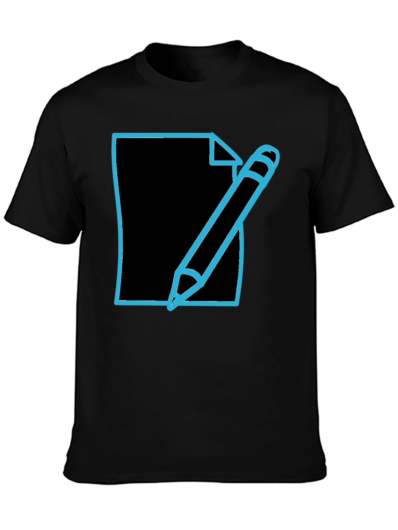 Black Write On! Men's Black T-Shirt with Pen & Paper Graphic view 3