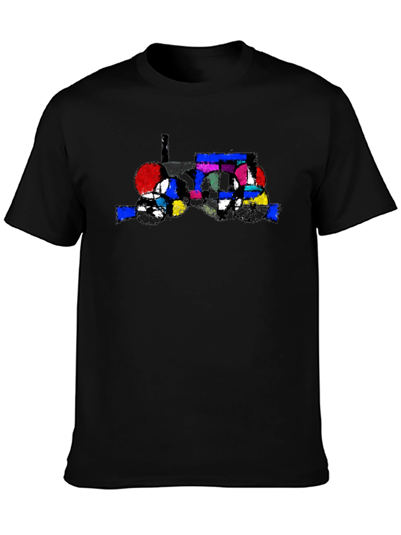 Black Abstract Tractor Graphic Tee - Stylish Black T-Shirt view 3