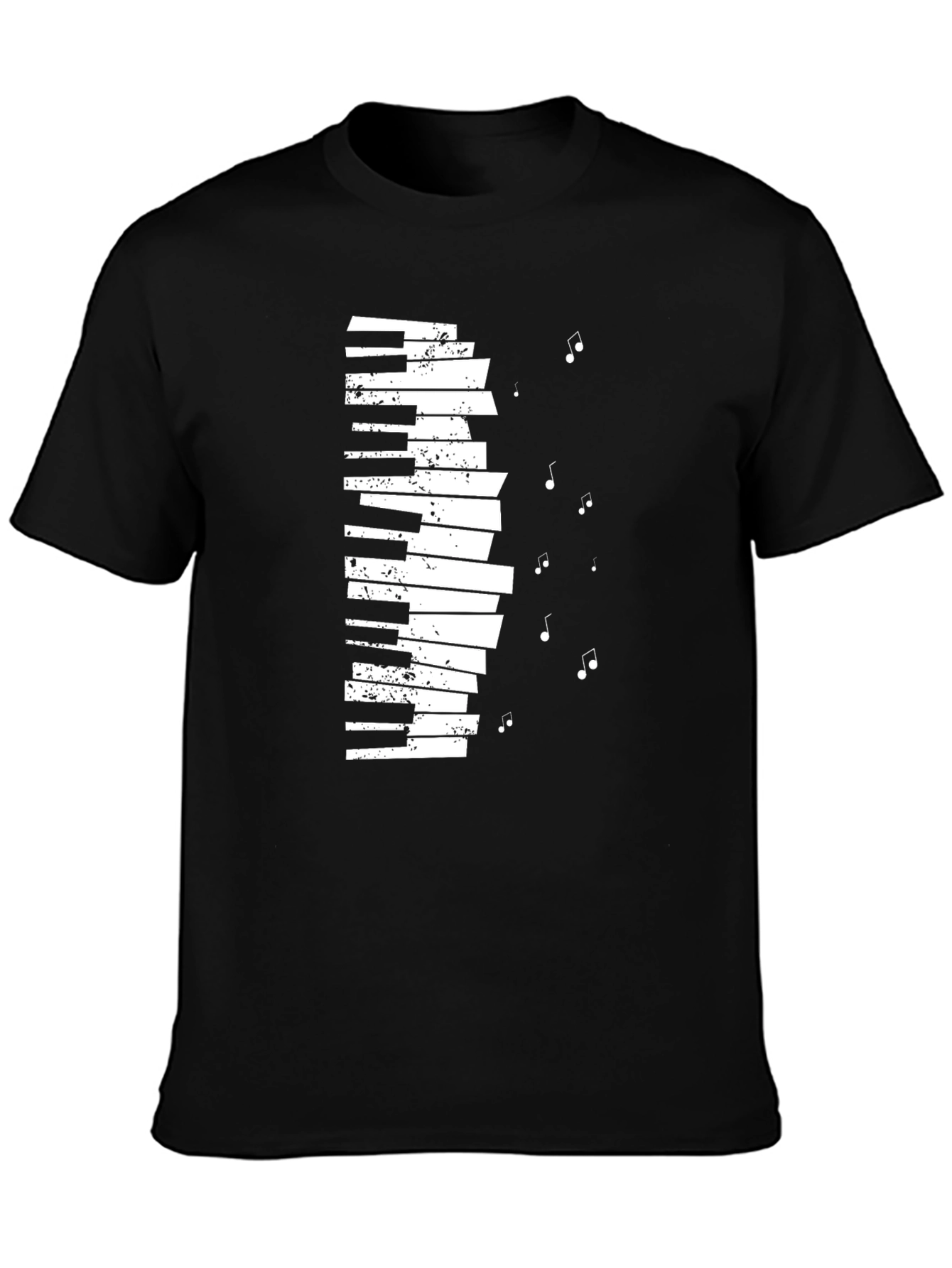 Black Piano Keys Musical Notes Graphic Tee view 3
