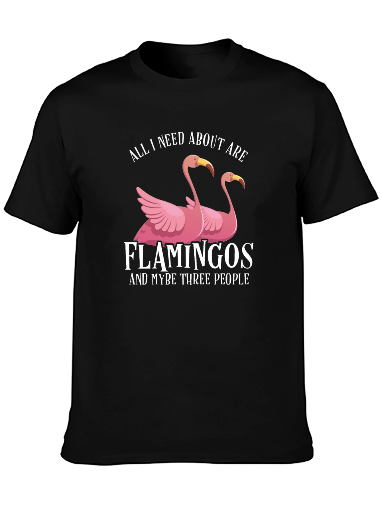 Black Funny Flamingo T-Shirt: All I Need Is Flamingos view 3