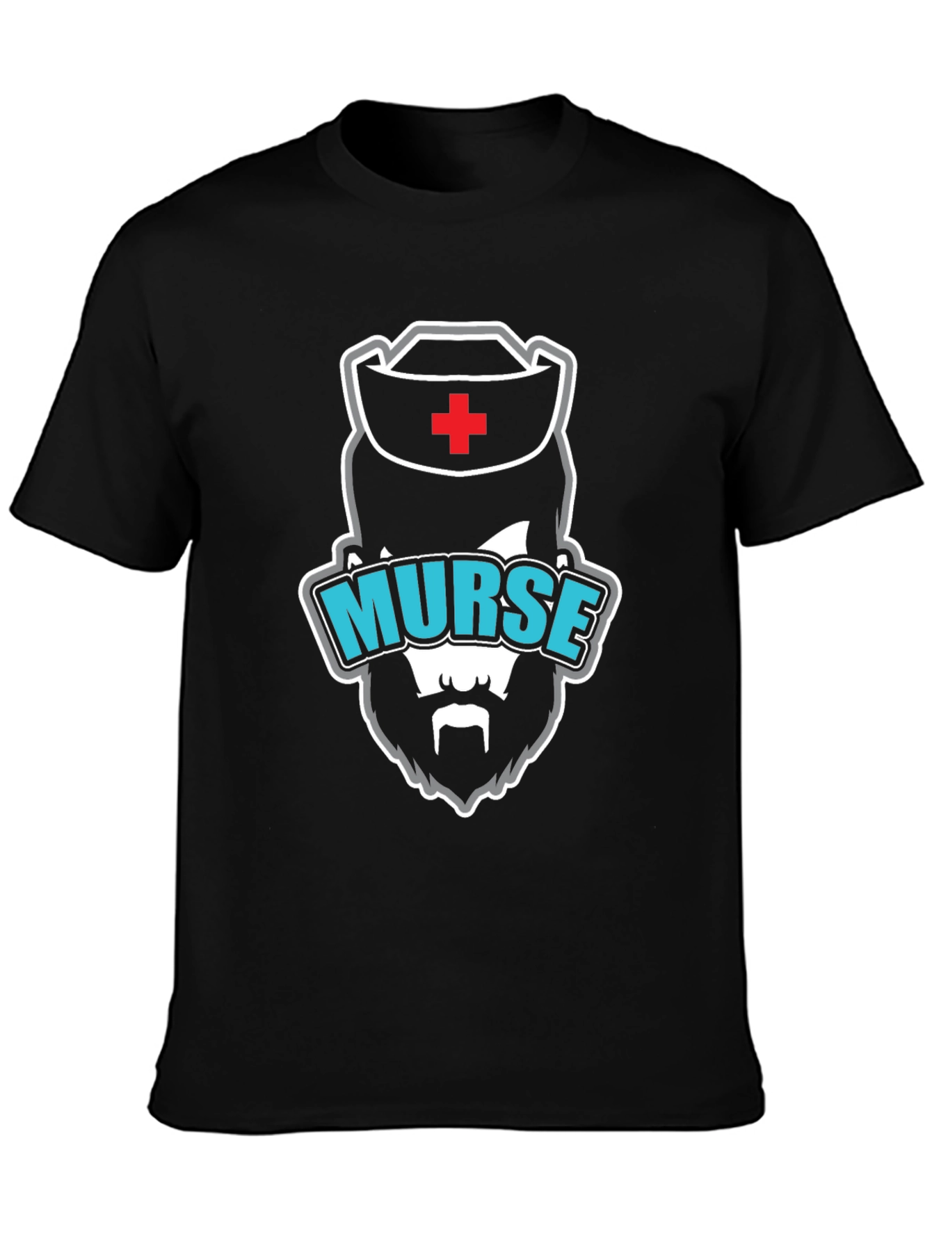Black Murse T-Shirt - Bearded Nurse Graphic Tee view 3