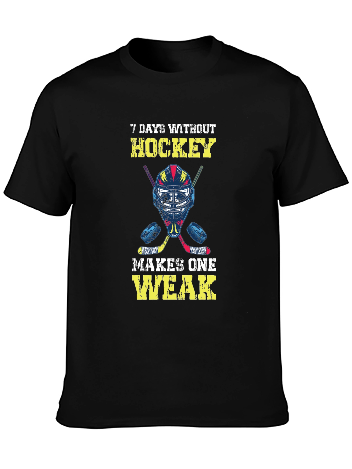 Black Hockey Lover T-Shirt: 7 Days Without Hockey Makes One Weak view 3