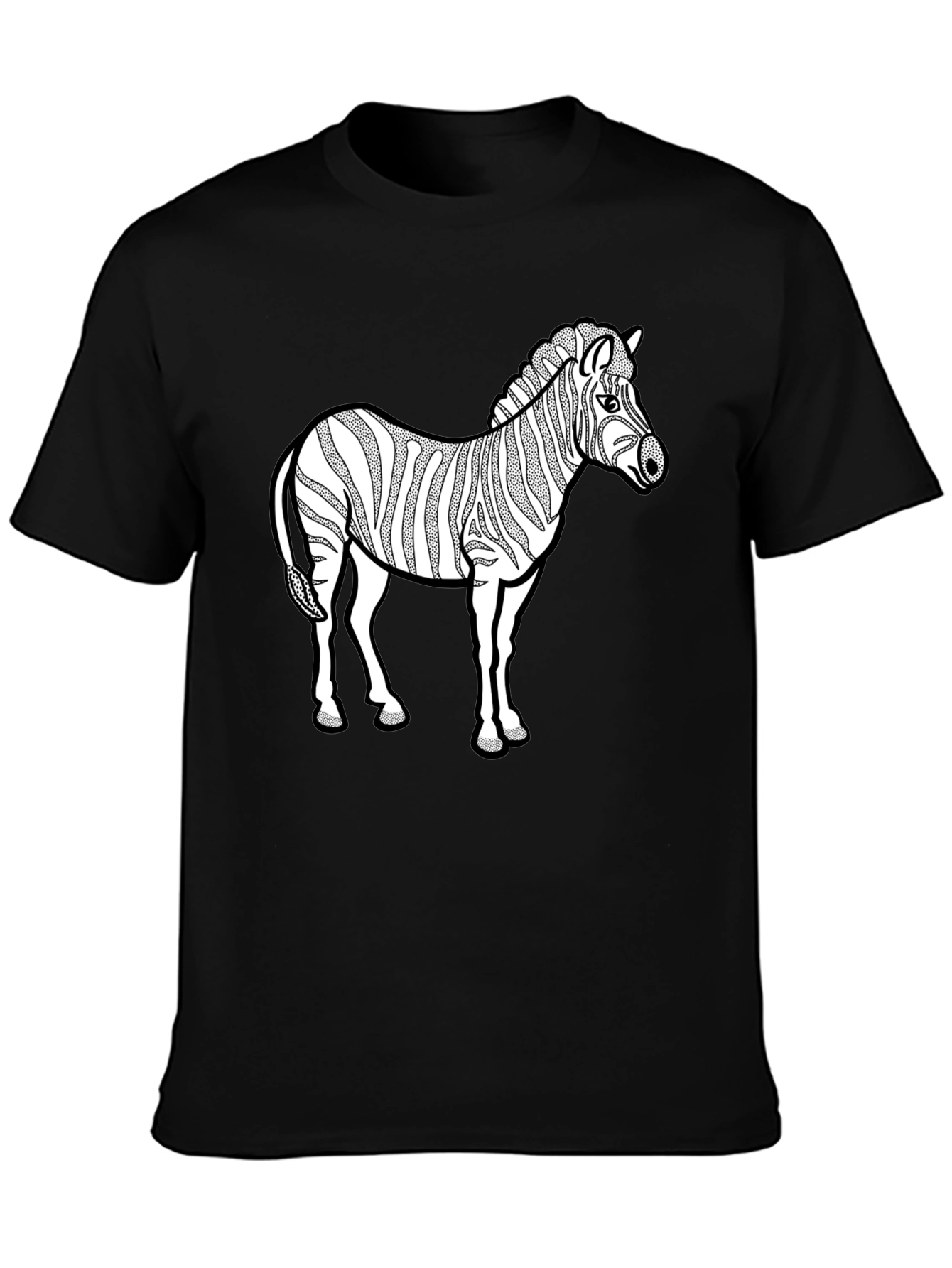 Black Zebra Graphic Print T-Shirt - Black view 3