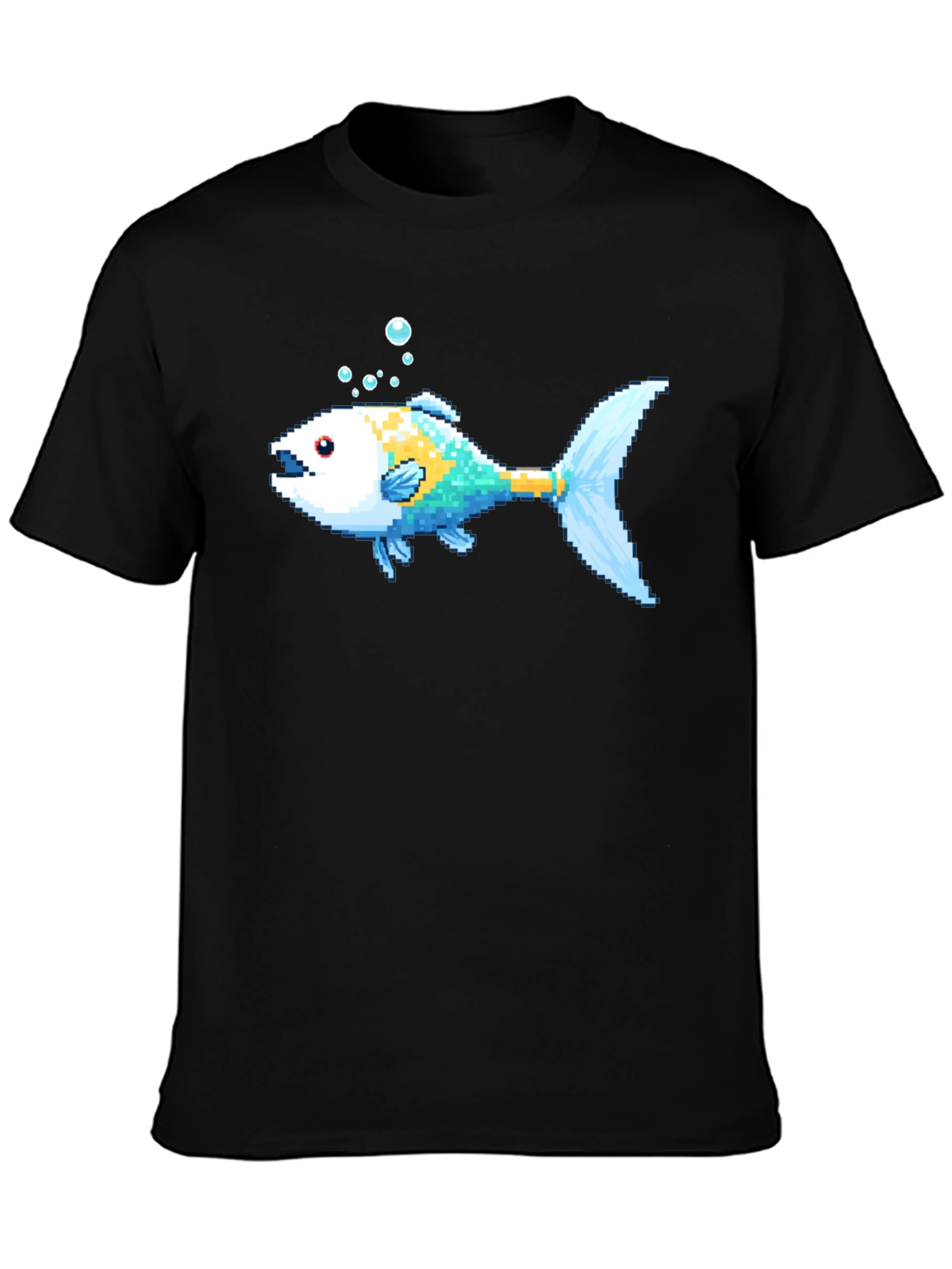 Pixel Fish Black T-Shirt - Retro Gaming Style - 3
