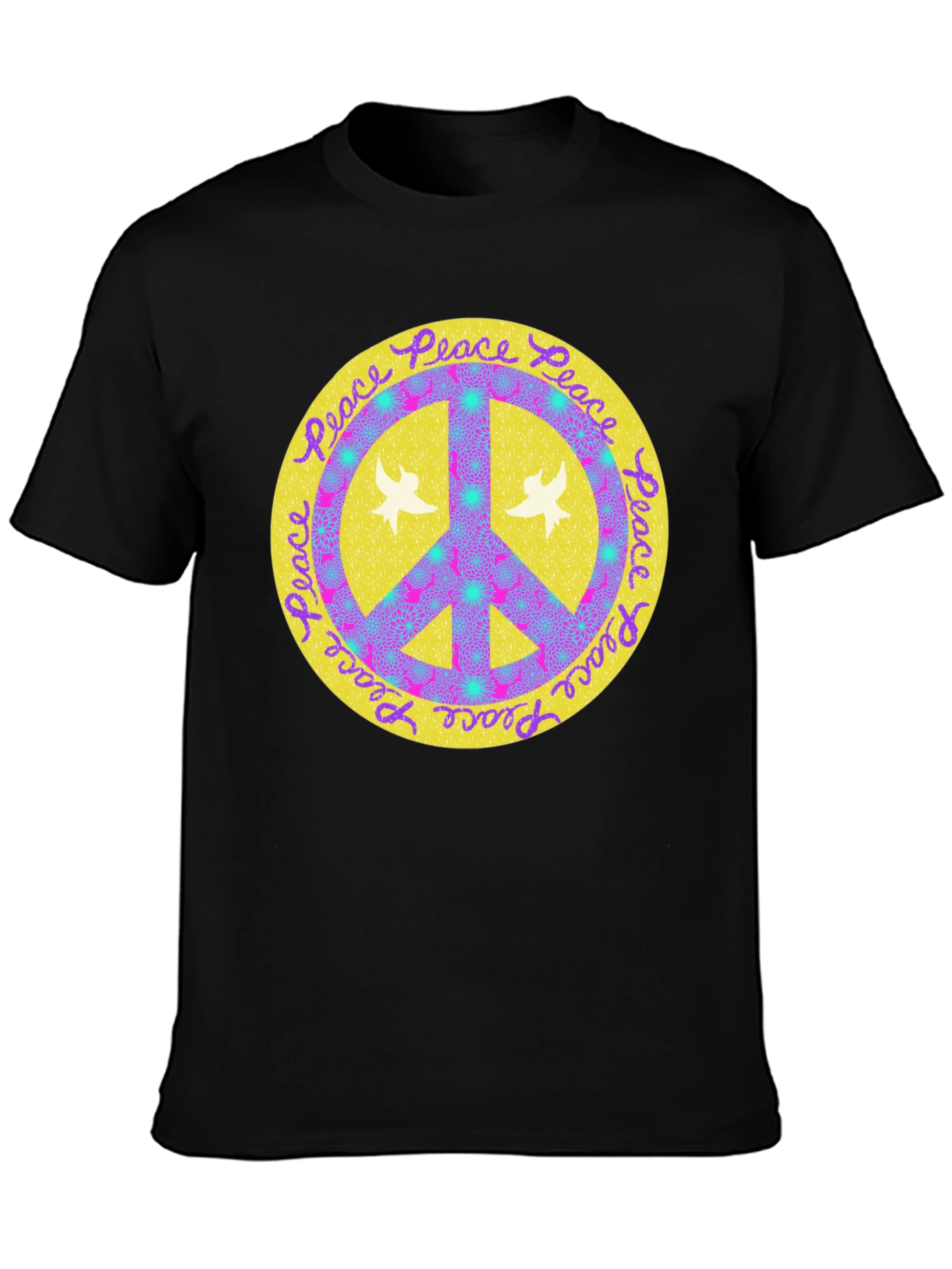 Black Peace Sign Graphic Tee - Retro Style view 3