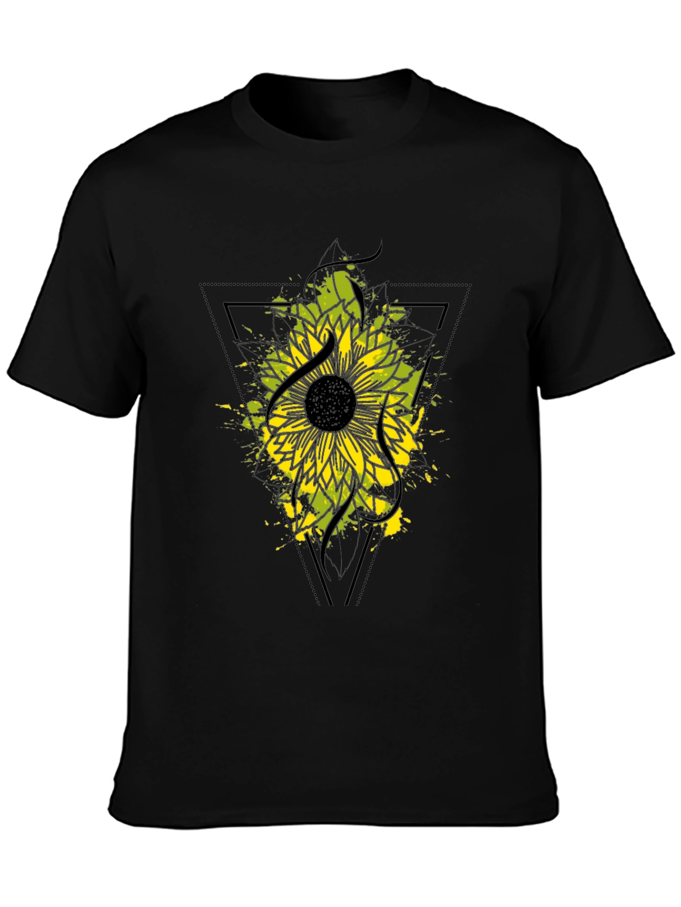 Black Sunflower Graphic Black T-Shirt view 3