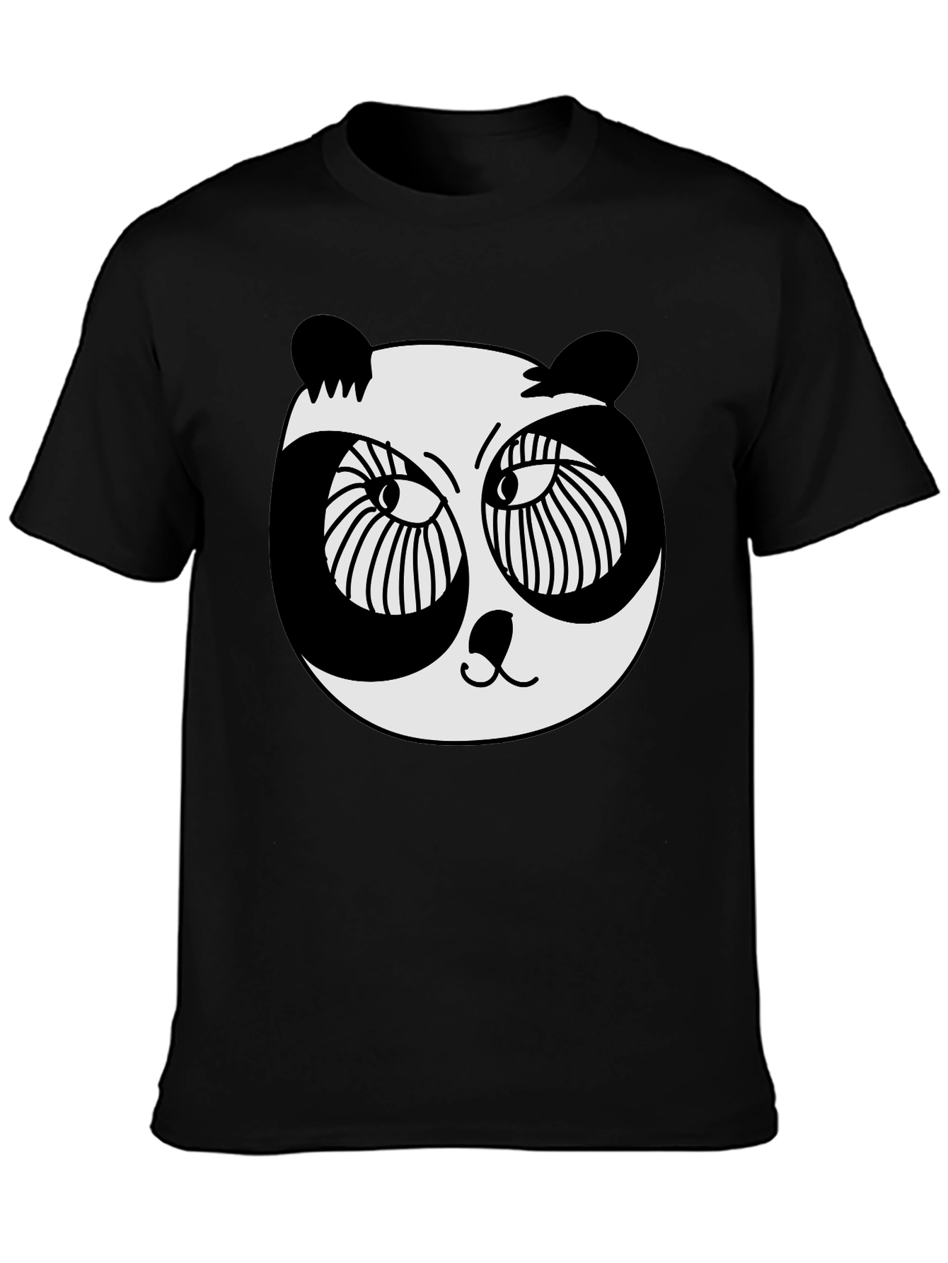 Black Panda Graphic T-Shirt - Black Crew Neck Tee view 3