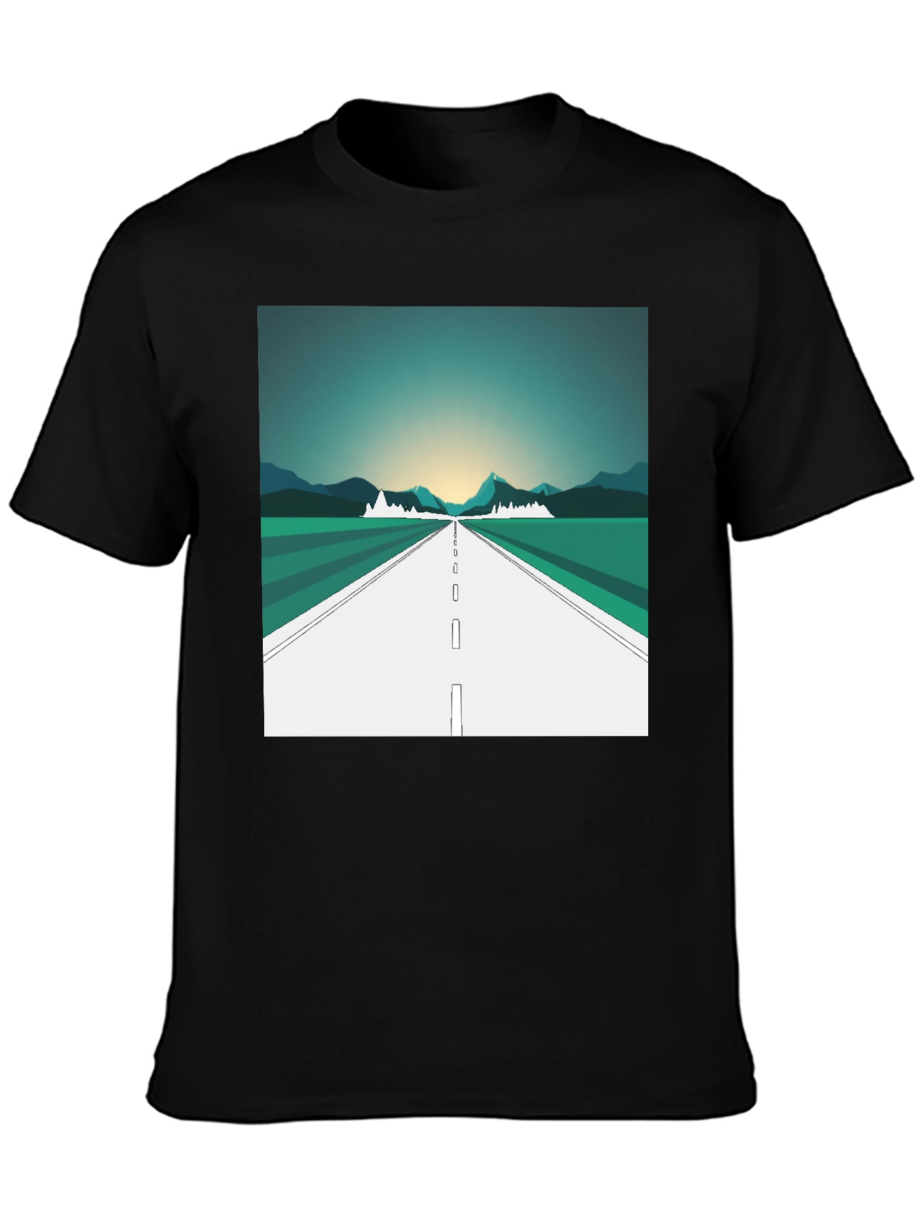Black Road Trip Graphic Tee - Black Cotton T-Shirt view 3
