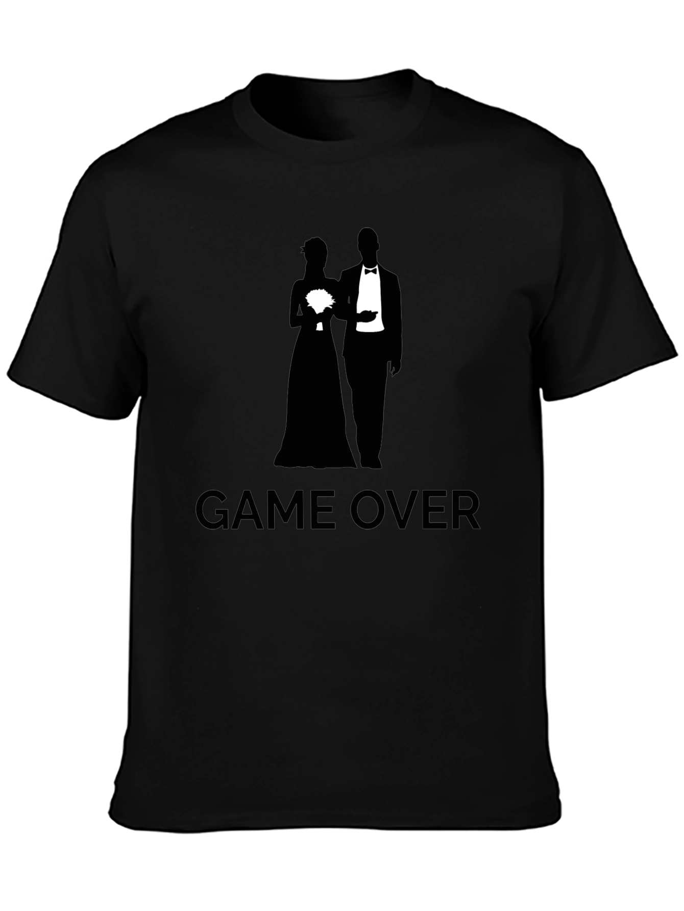 Black Game Over Wedding T-Shirt - Groom Gift Idea view 3