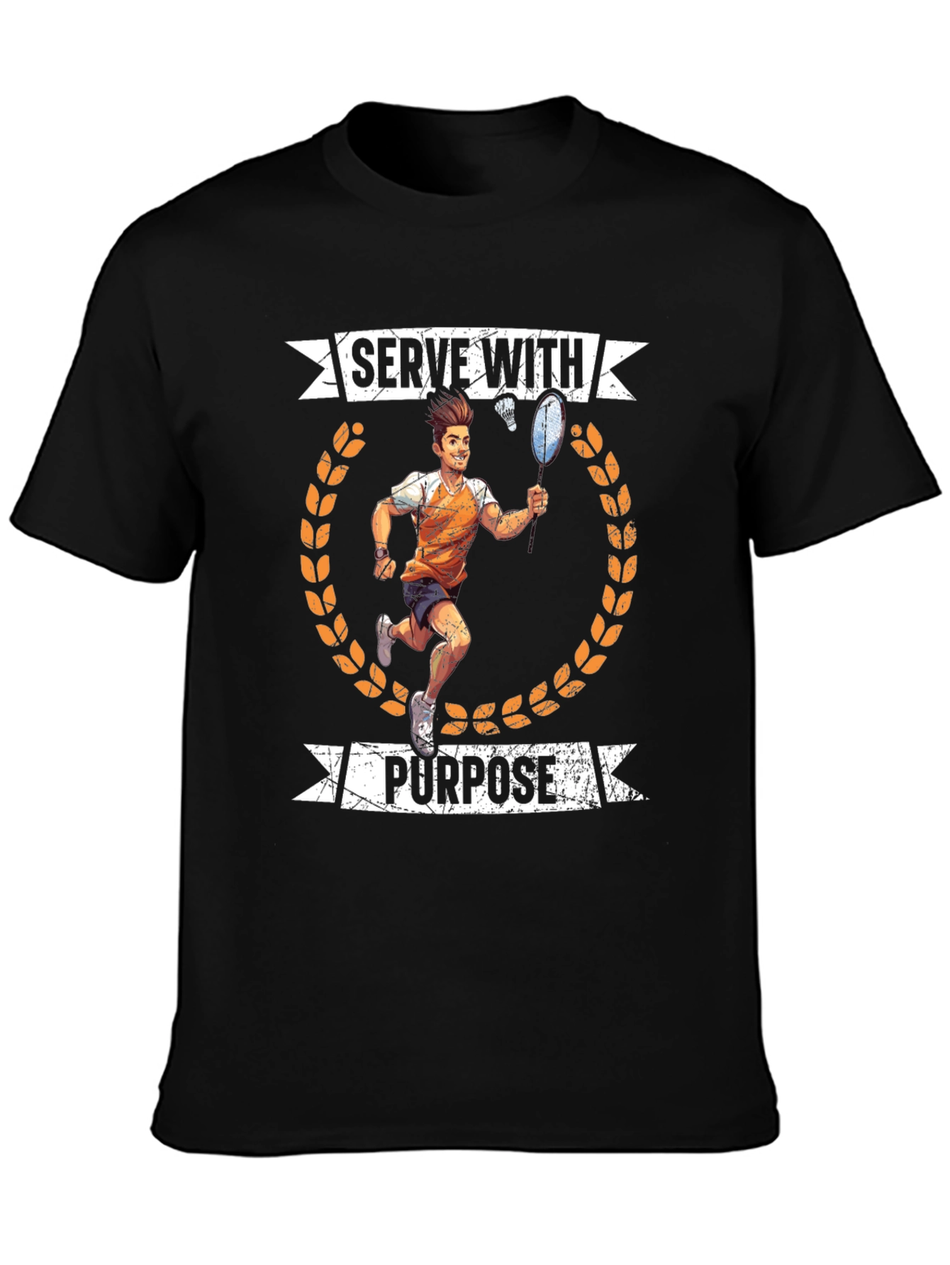 Black Serve With Purpose Badminton Graphic T-Shirt view 3