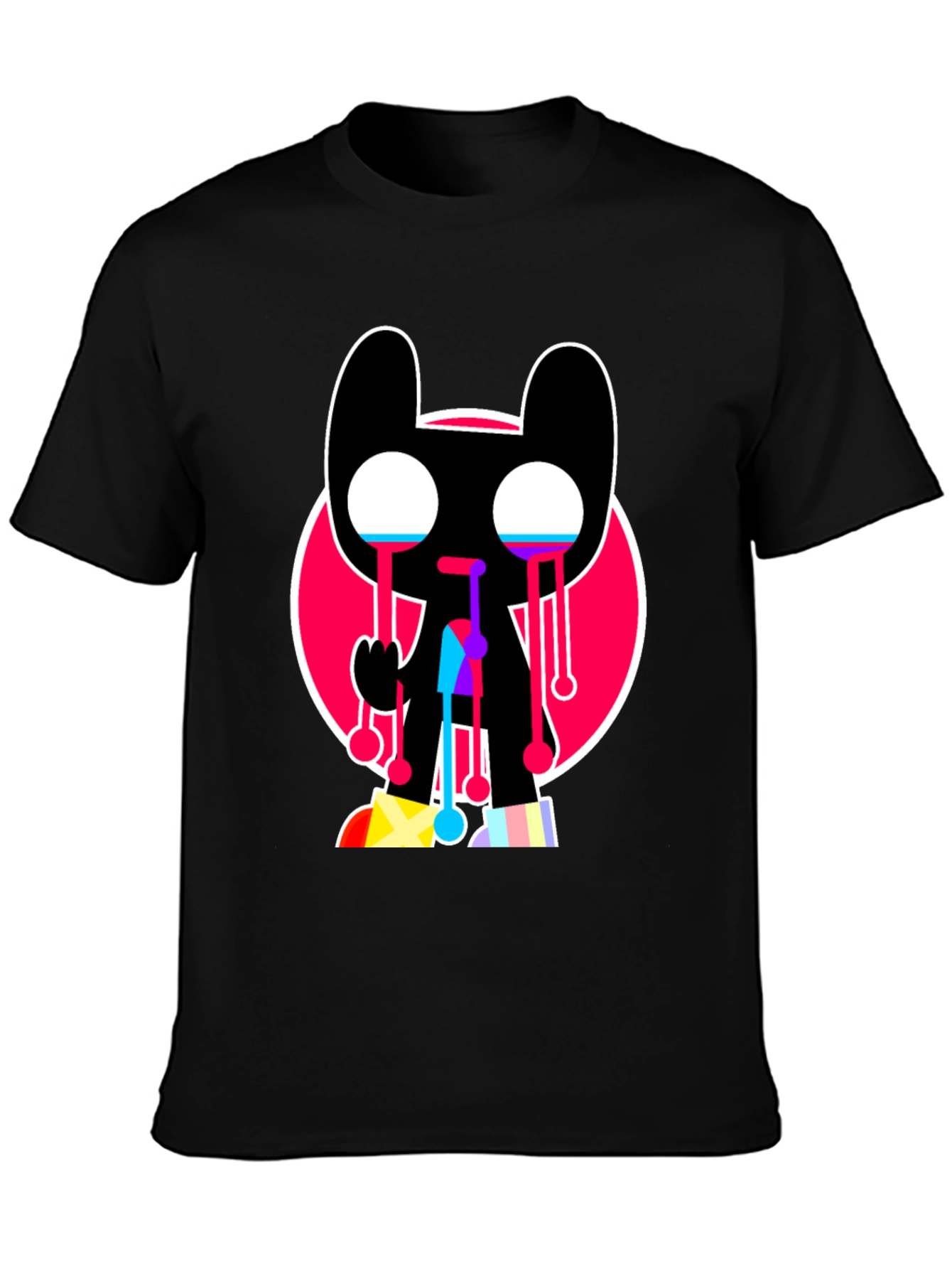 Black Trendy Crying Graphic Tee - Black view 3