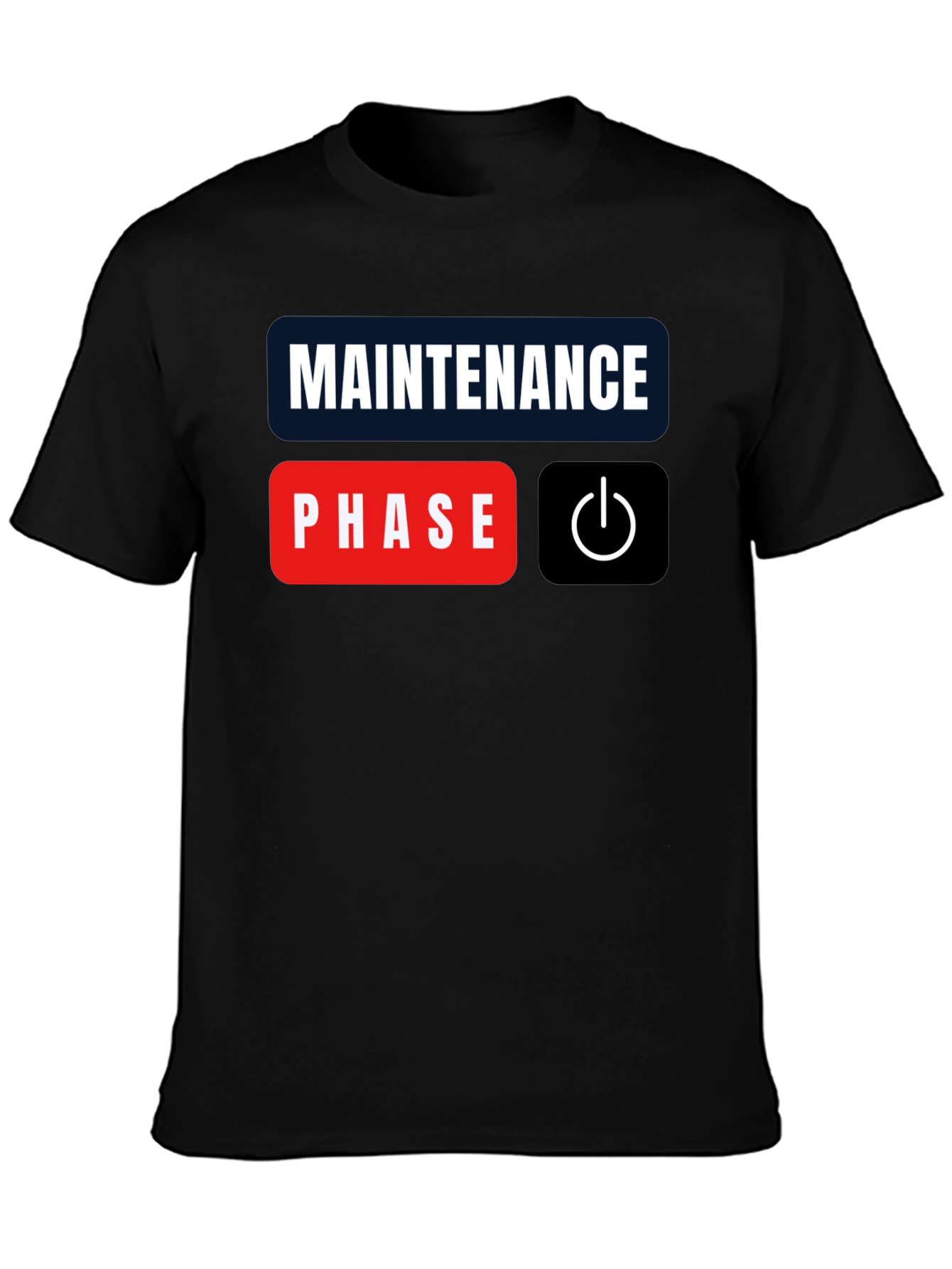 Black Maintenance Phase Mode On Black T-Shirt view 3