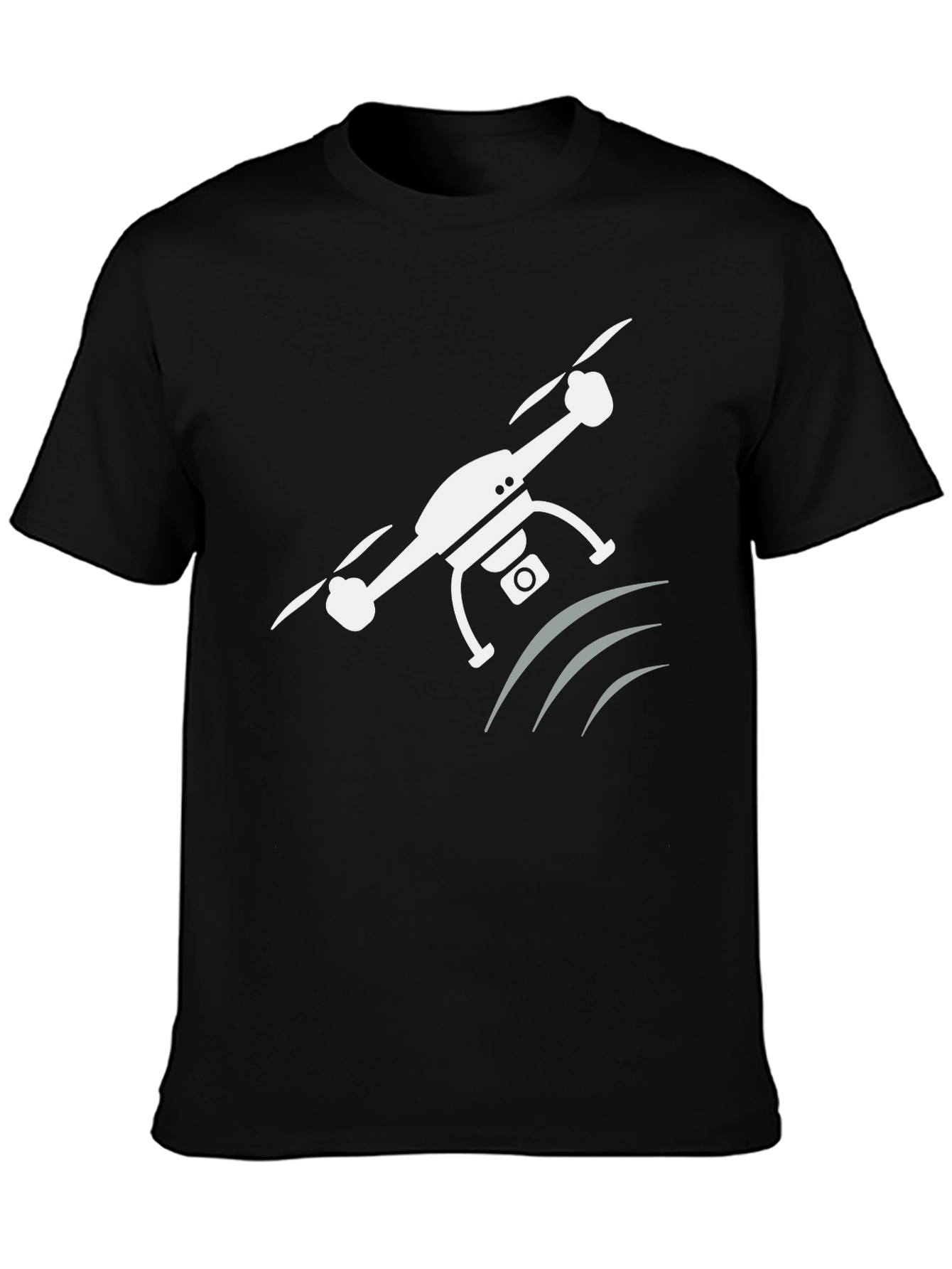 Black Drone Graphic T-Shirt - Modern Crew Neck Tee view 3