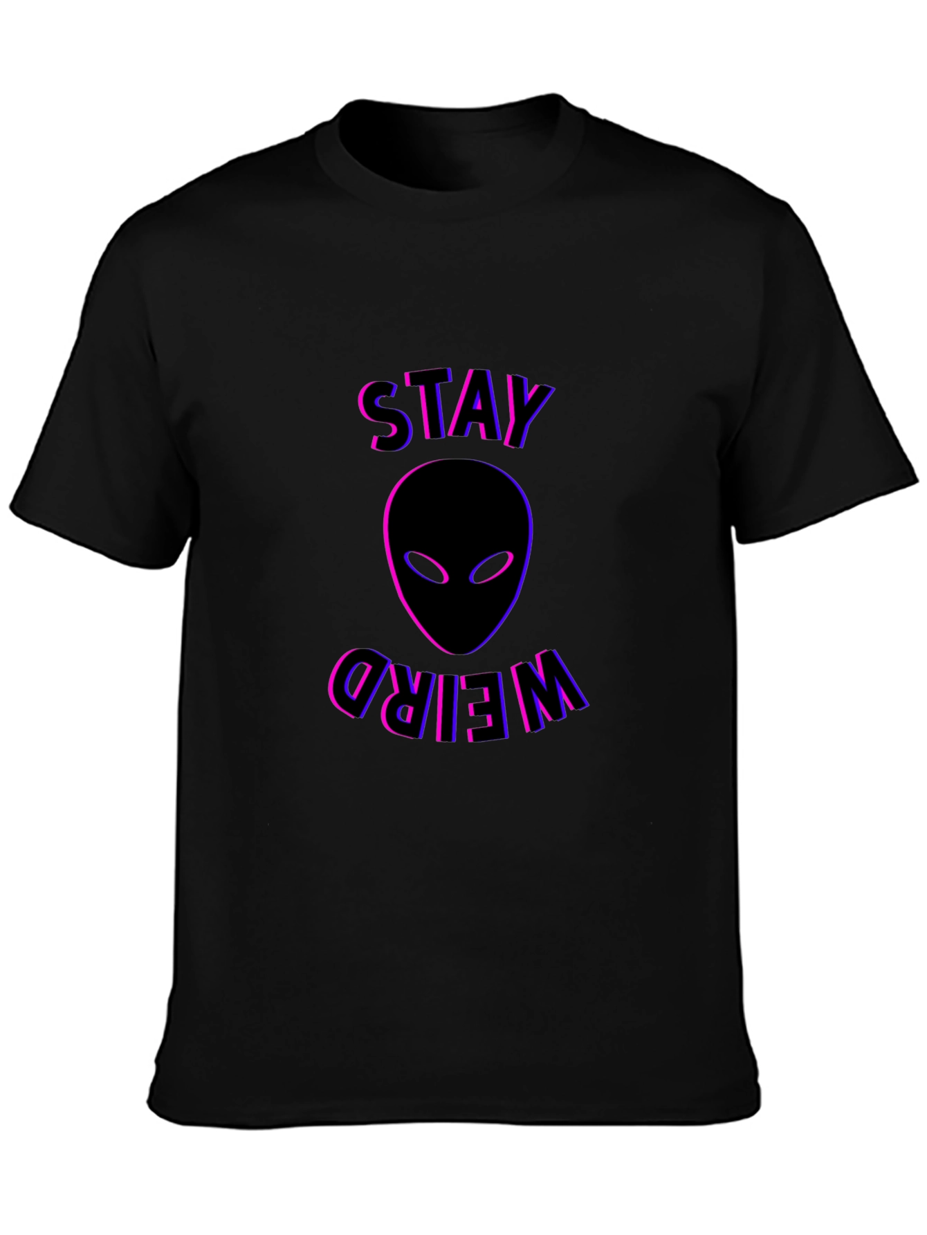 Black Stay Weird Alien Graphic T-Shirt - Black view 3