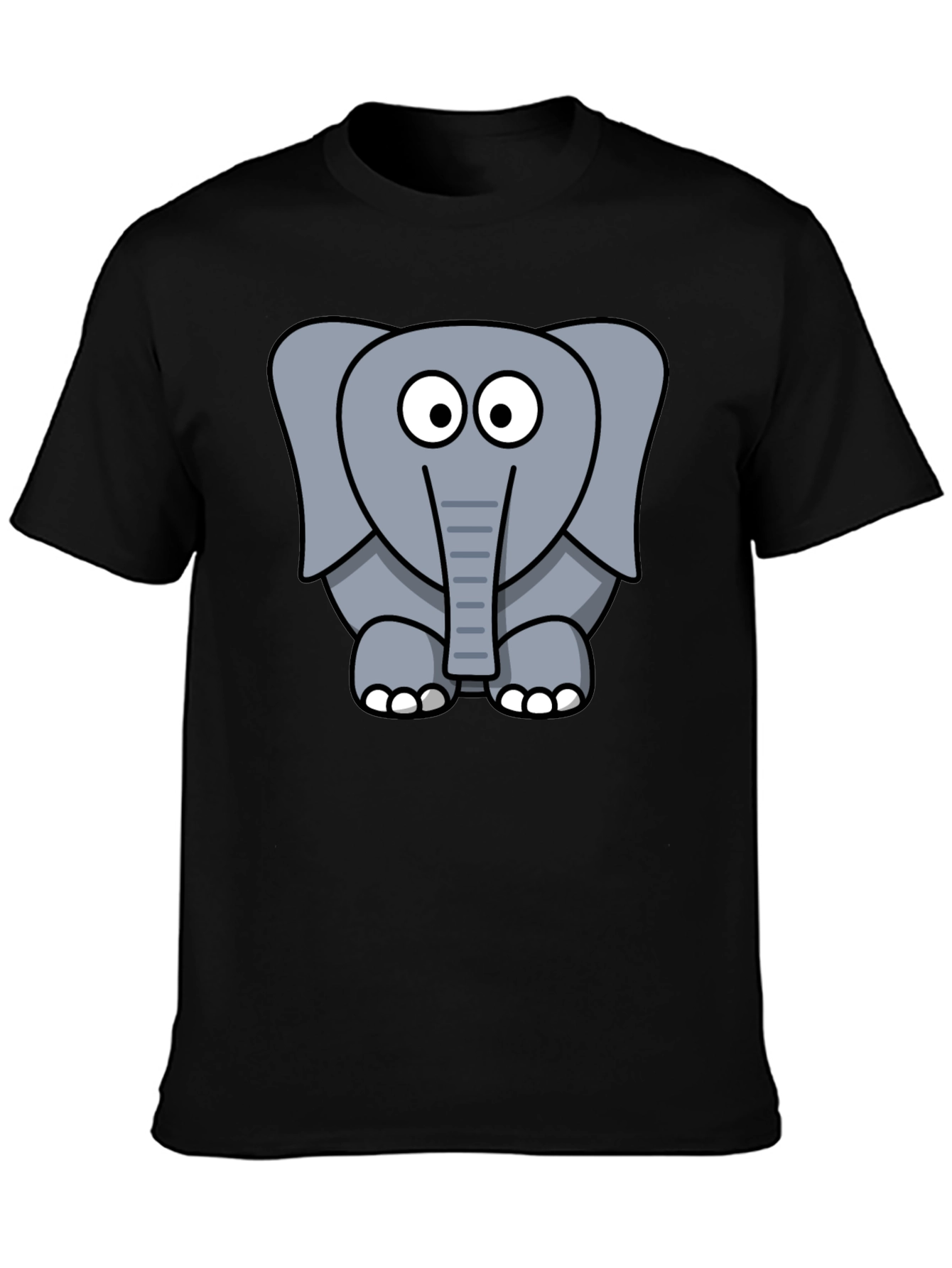 Cartoon Elephant Graphic Black T-Shirt - 3