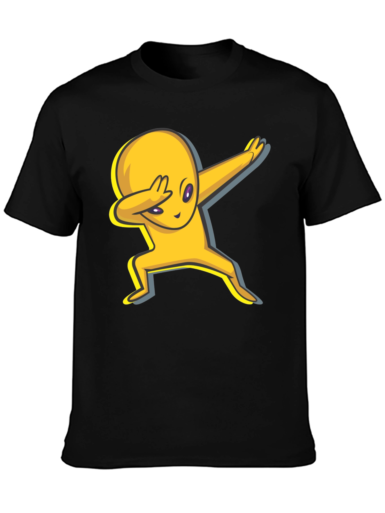 Black Dabbing Alien Graphic Tee - Trendy Casual Wear view 3