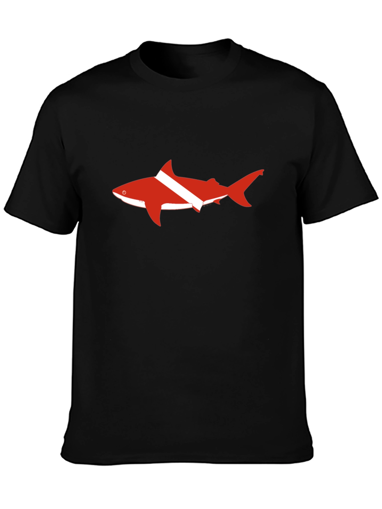 Black Diver Shark T-Shirt - Black Cotton Tee view 3