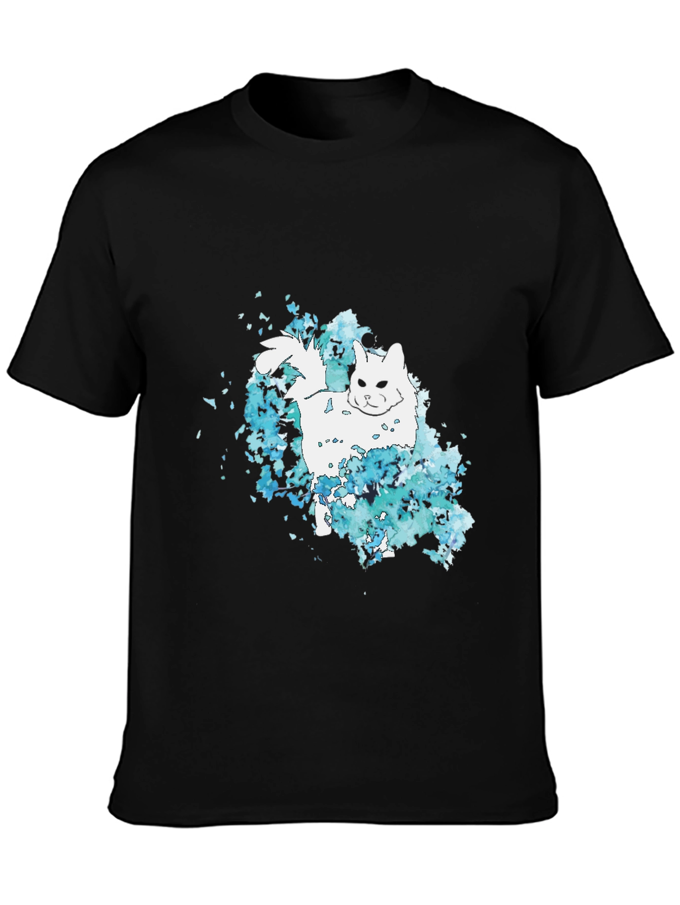 Black Cat Watercolor Black T-Shirt view 3