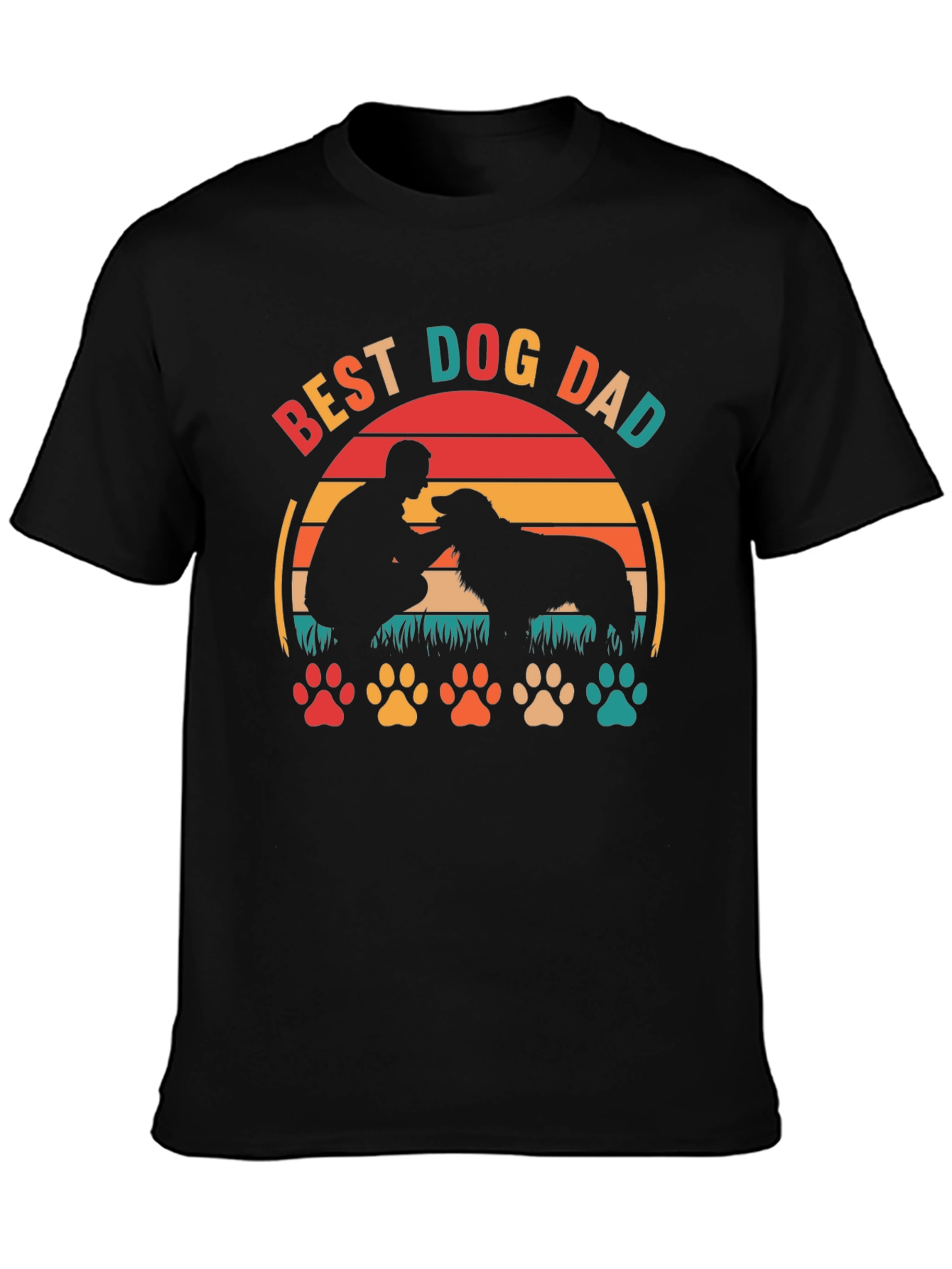 Best Dog Dad T-Shirt: Silhouette Design, Casual Wear - 3
