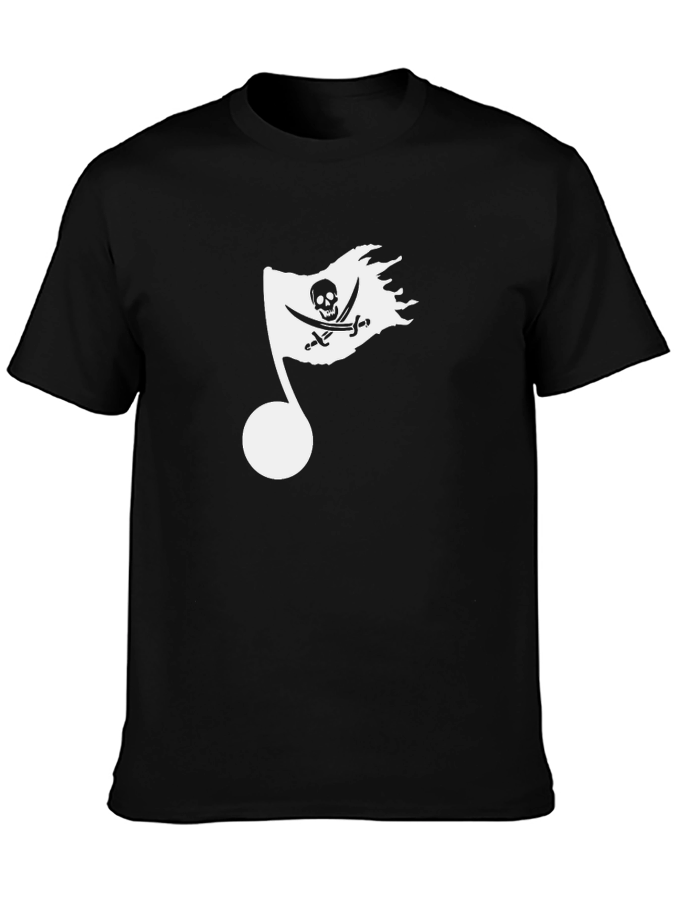 Black Pirate Flag Music Note Graphic Tee - Black view 3