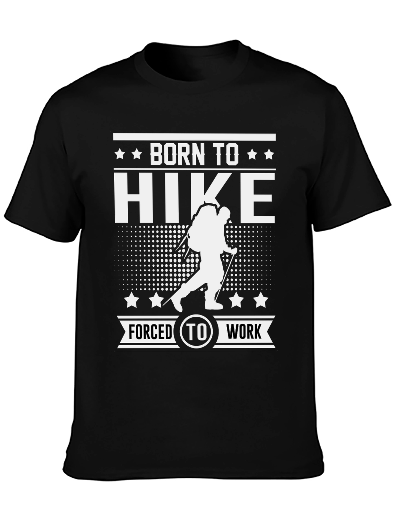 Black Born to Hike T-Shirt: Hiking Enthusiast Apparel view 3