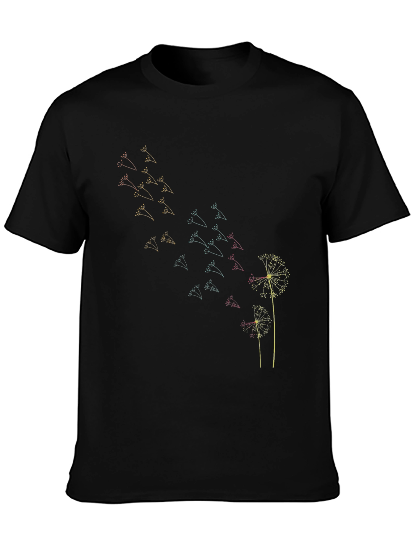 Black Dandelion Wish Graphic Tee - Soft Cotton Blend Shirt view 3