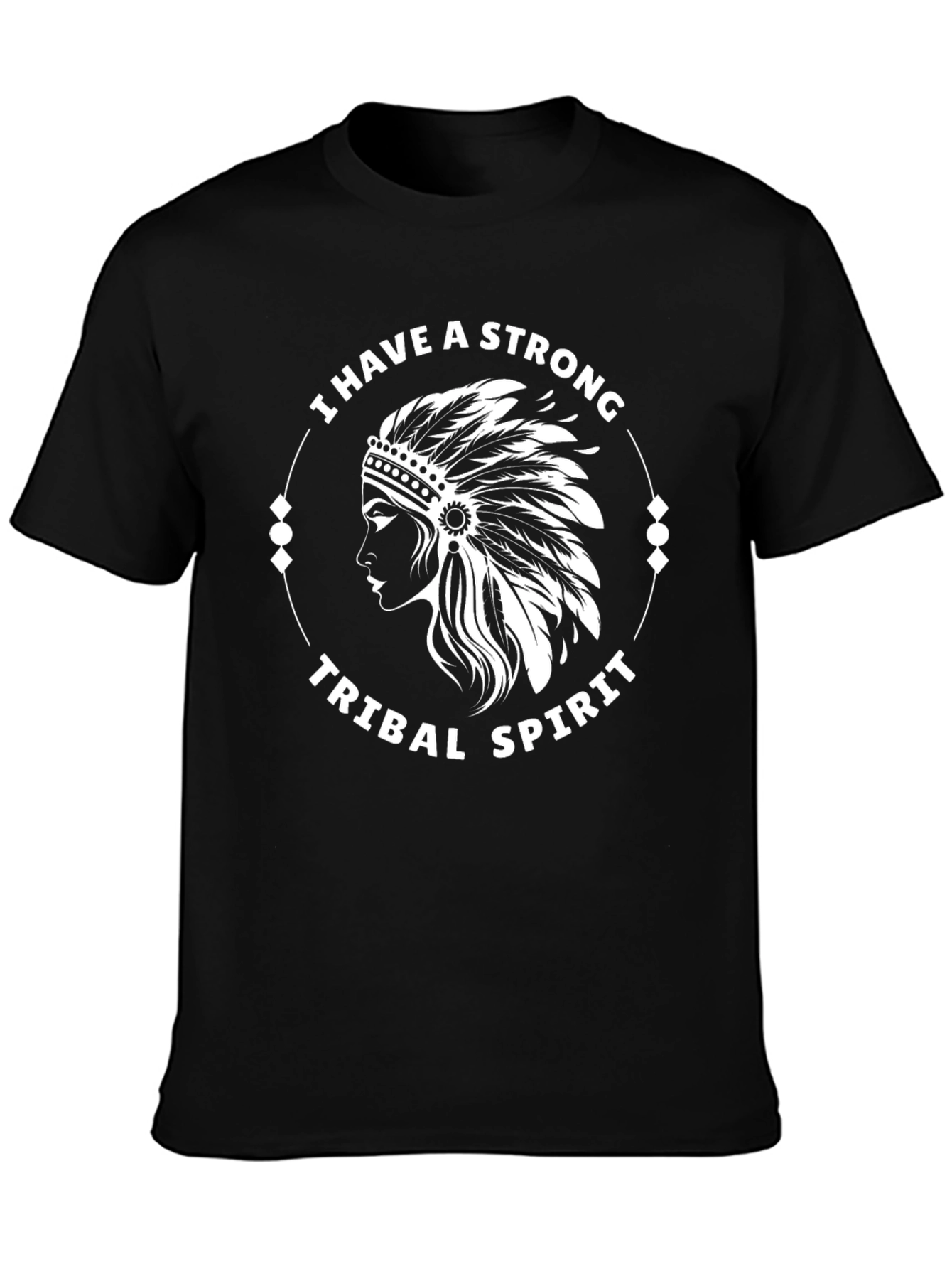 Black Strong Tribal Spirit Graphic Tee - Black Cotton Blend view 3