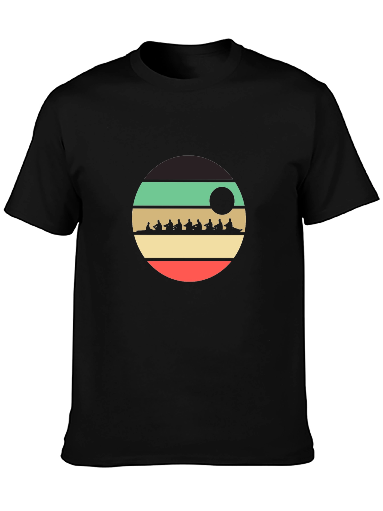 Black Rowing Team Retro Style T-Shirt view 3