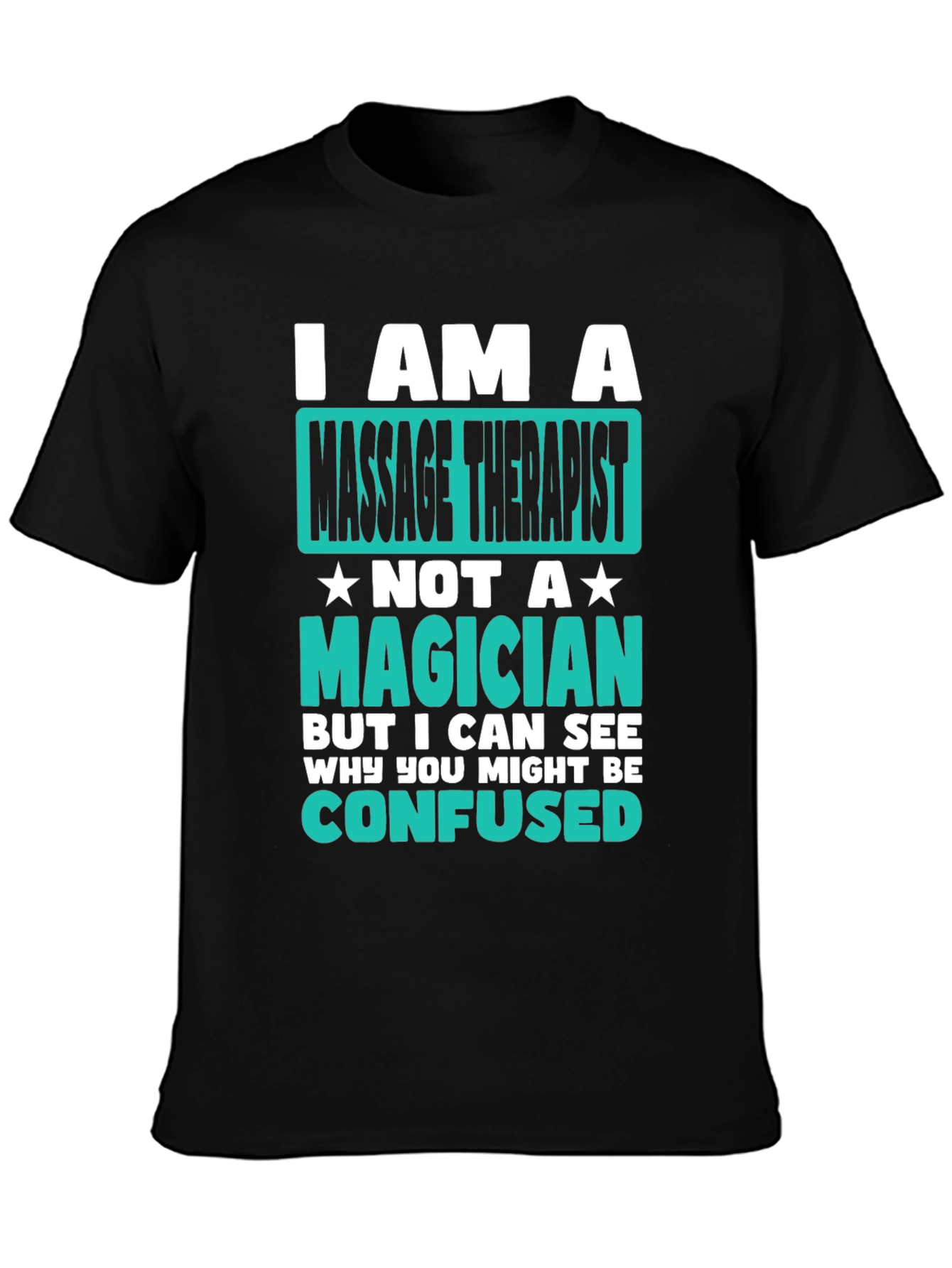Black Massage Therapist T-Shirt Funny Magician Gift view 3