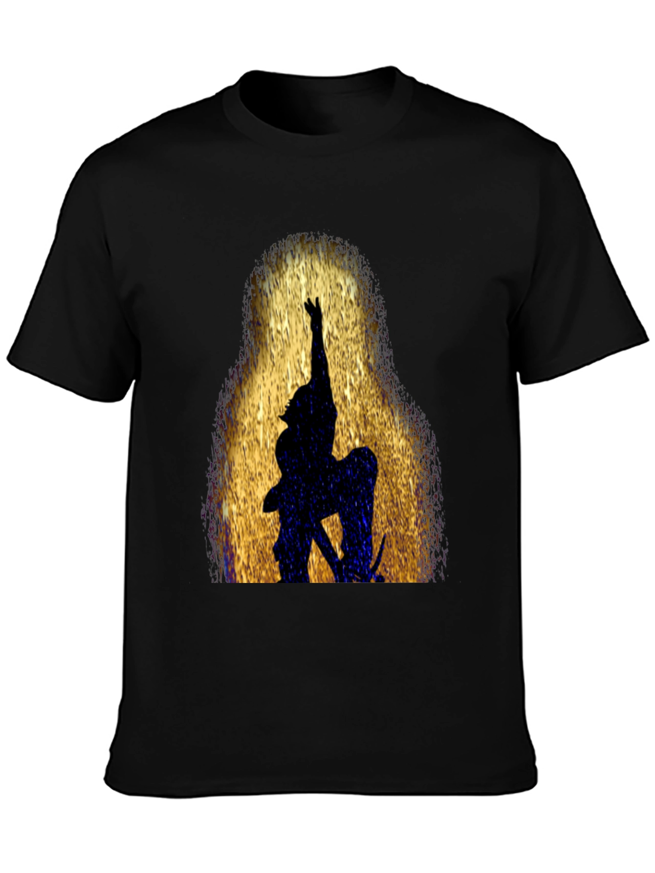 Black Silhouette Warrior Graphic Black T-Shirt view 3