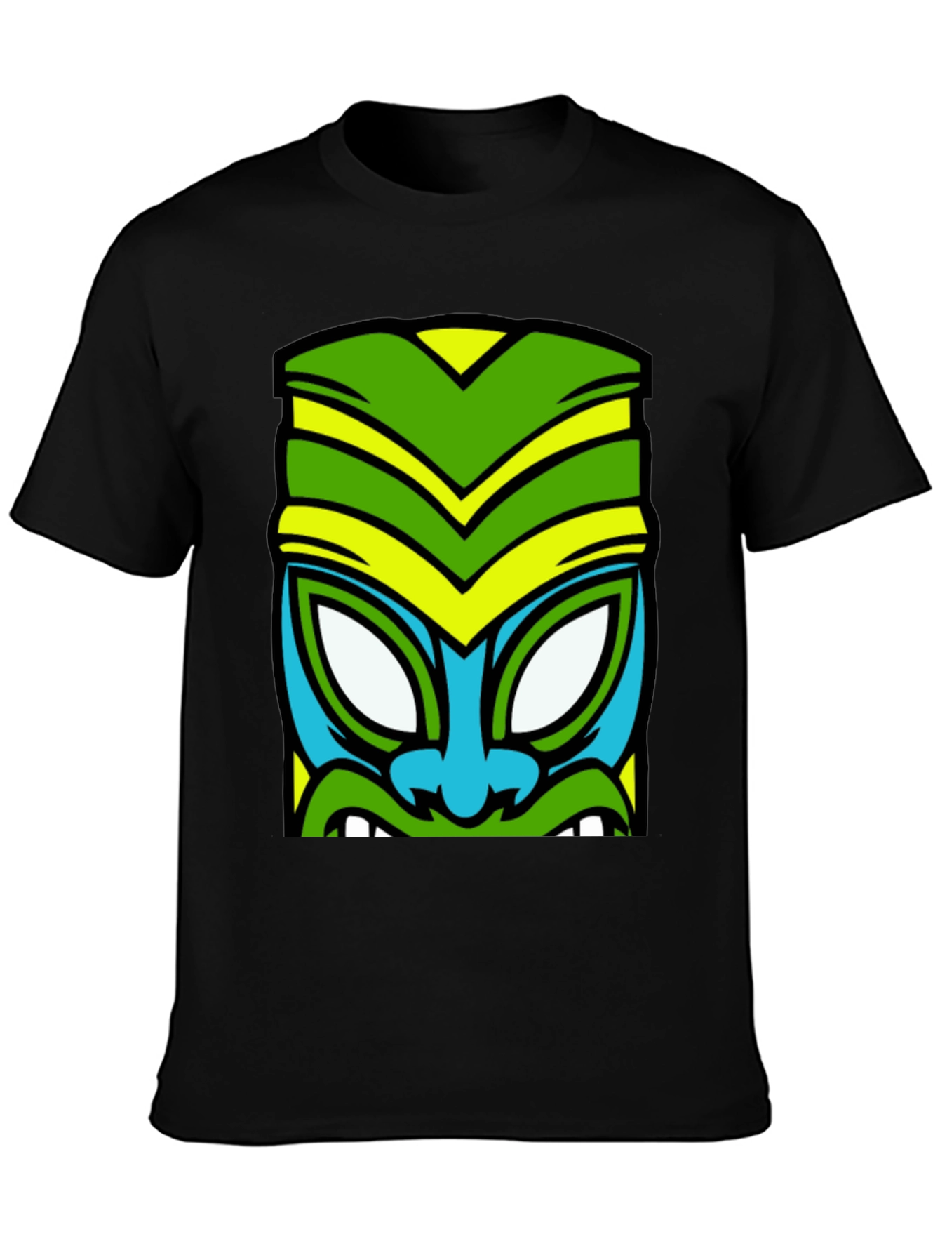 Black Funky Tiki Mask Graphic Tee view 3