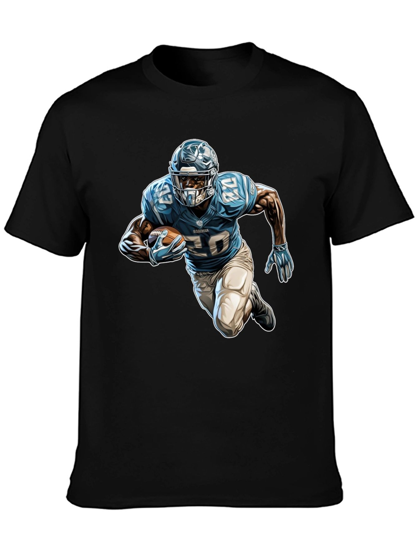 Black Football Player Graphic Tee - Black Cotton Blend view 3