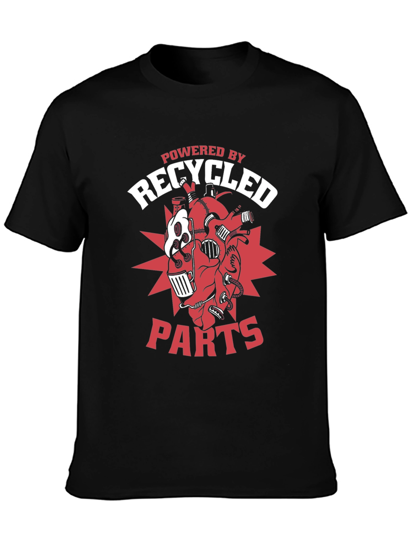 Black Recycled Parts T-Shirt - Unique Design view 3