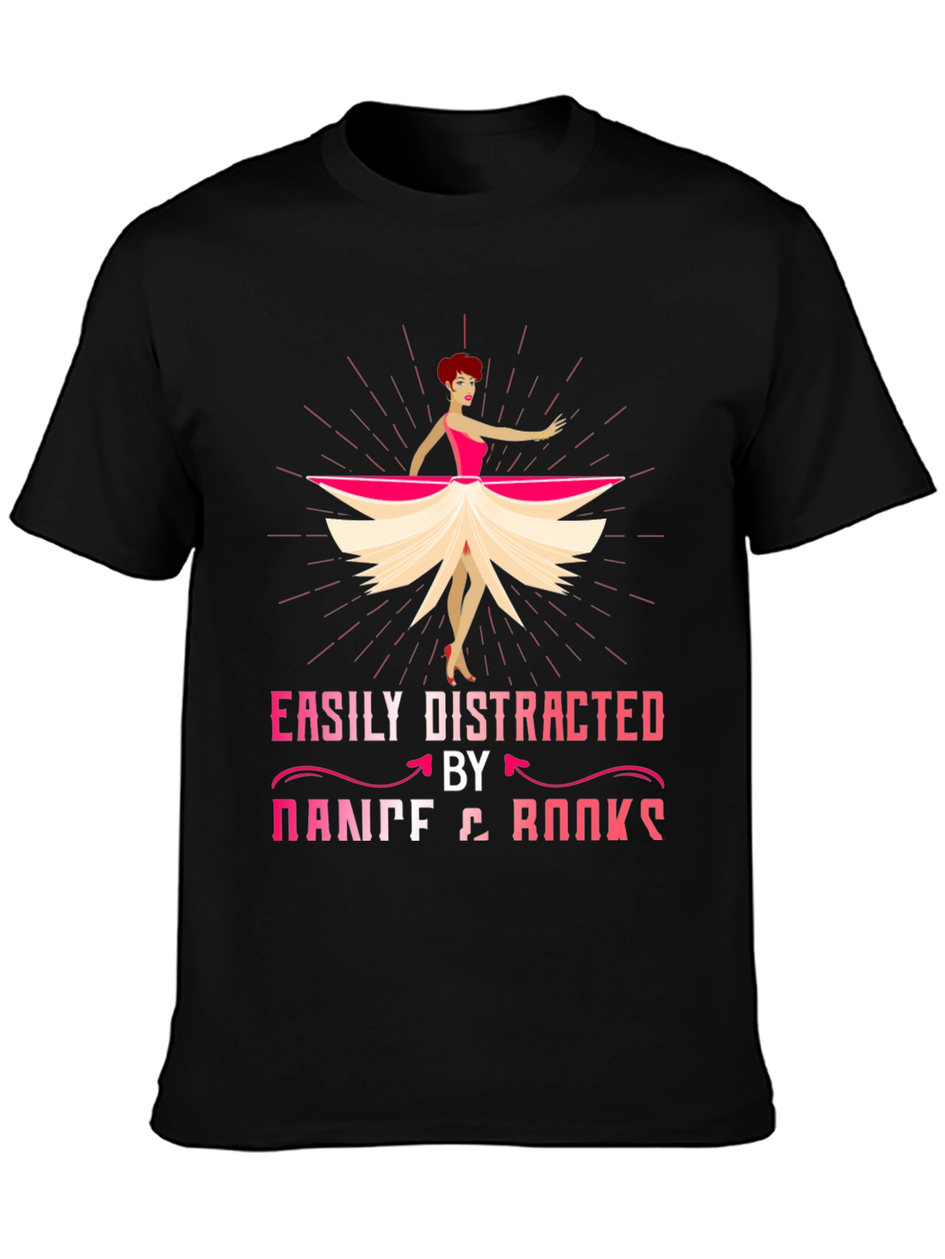 Black Easily Distracted by Dance & Books T-Shirt view 3