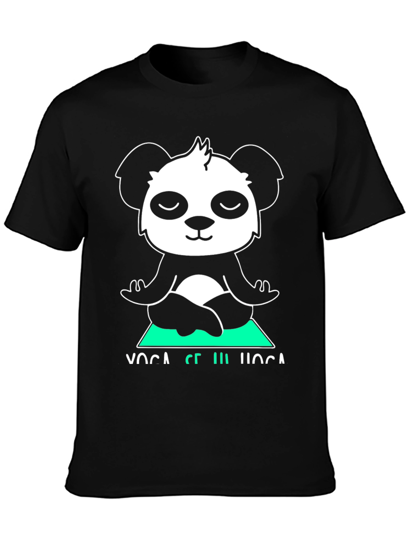 Black Yoga Panda Graphic Tee - Meditating Bear Shirt view 3