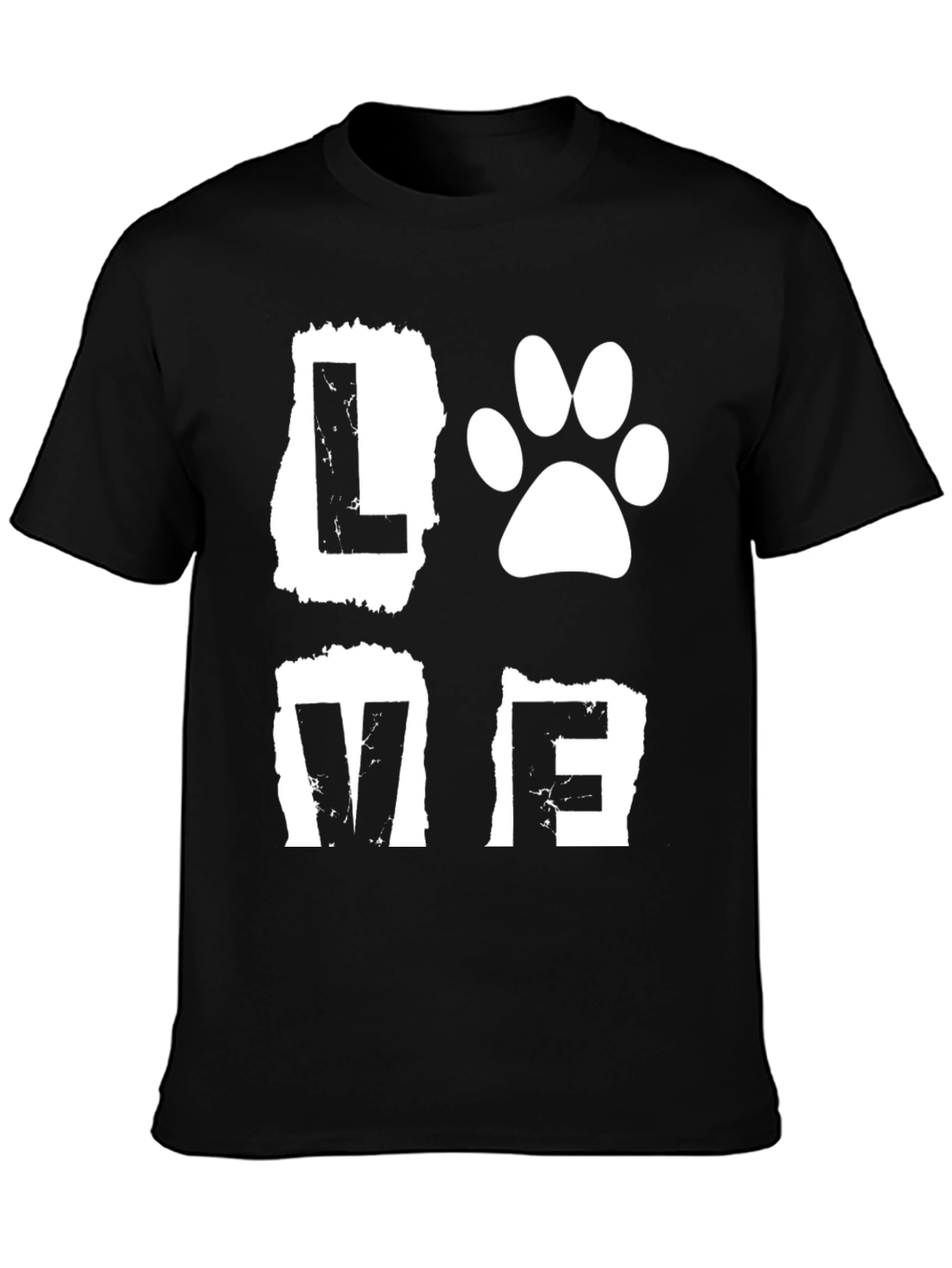 Black Love Paw Print Graphic Black T-Shirt view 3