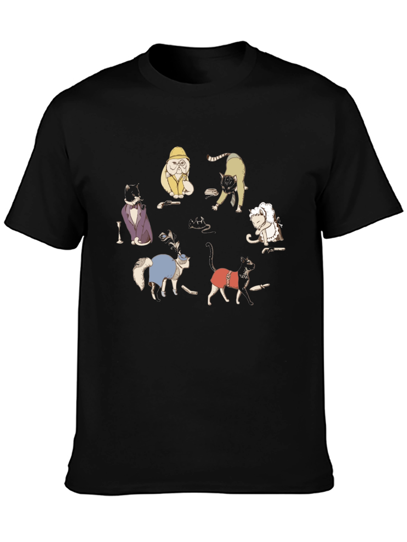 Black Cats in Costume Black Graphic Tee view 3