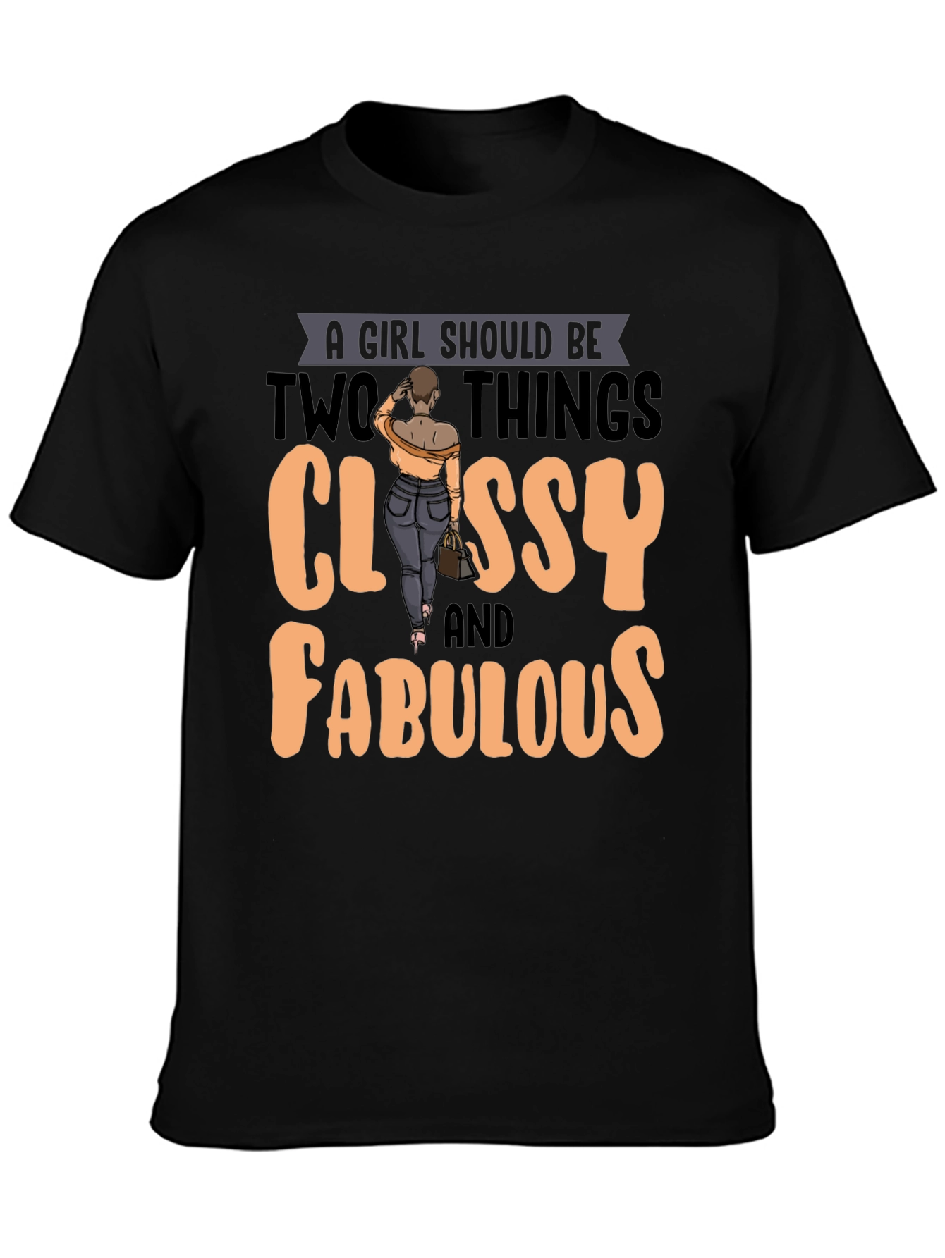 Black Classy & Fabulous Graphic Tee - Women's Empowerment view 3