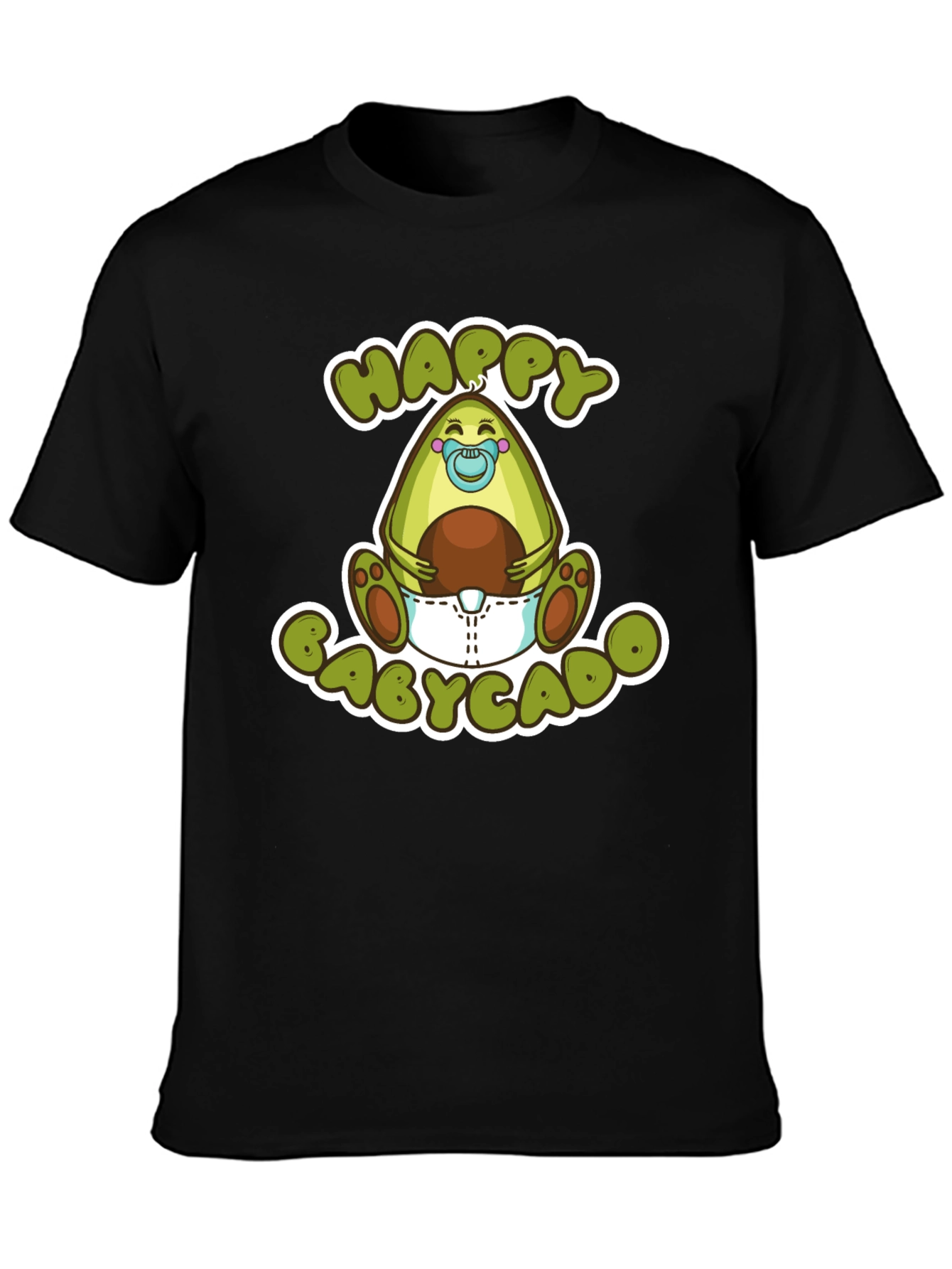 Black Happy Babycado T-Shirt: Cute Avocado Design view 3