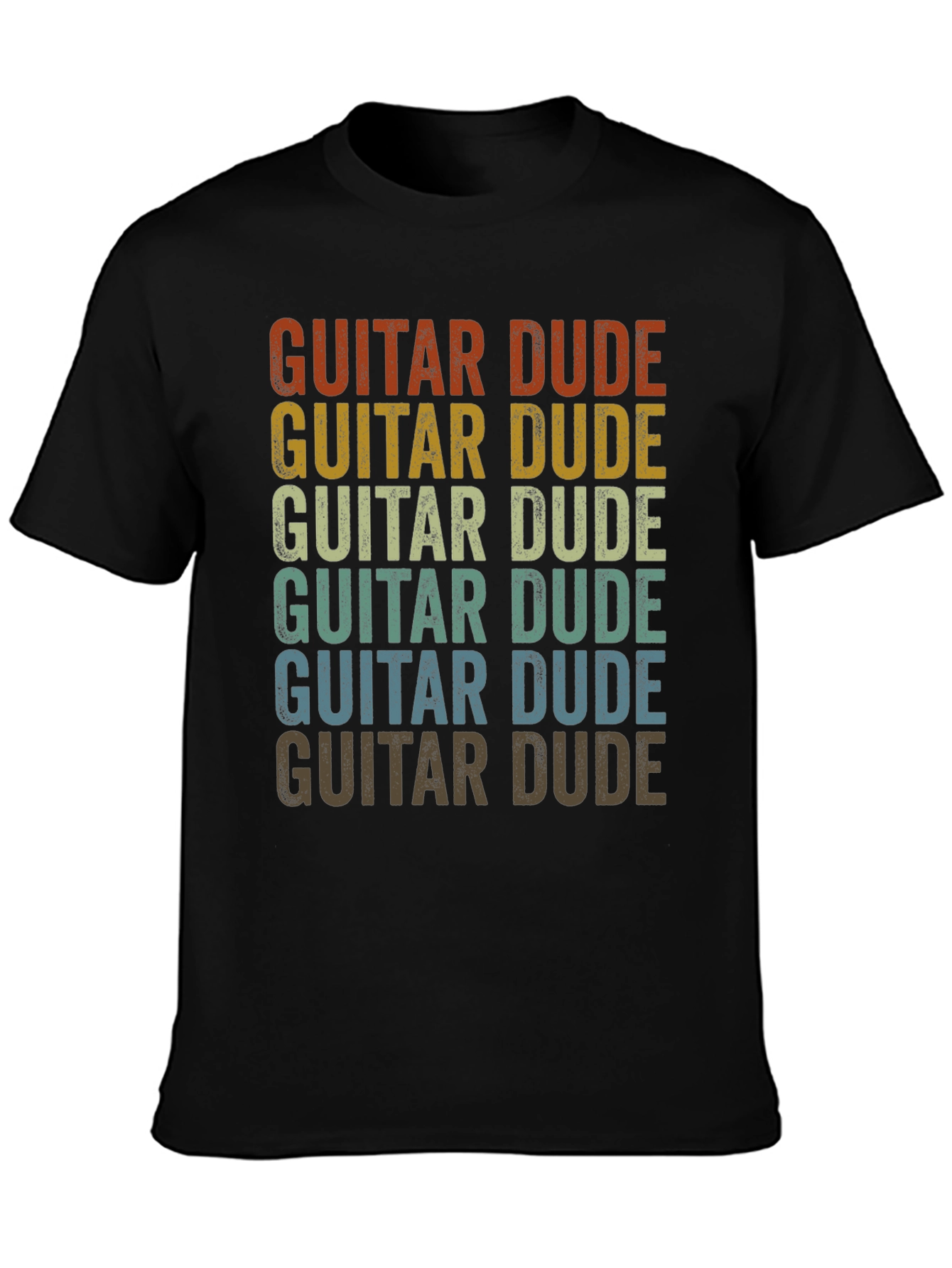 Black Guitar Dude Retro T-Shirt view 3