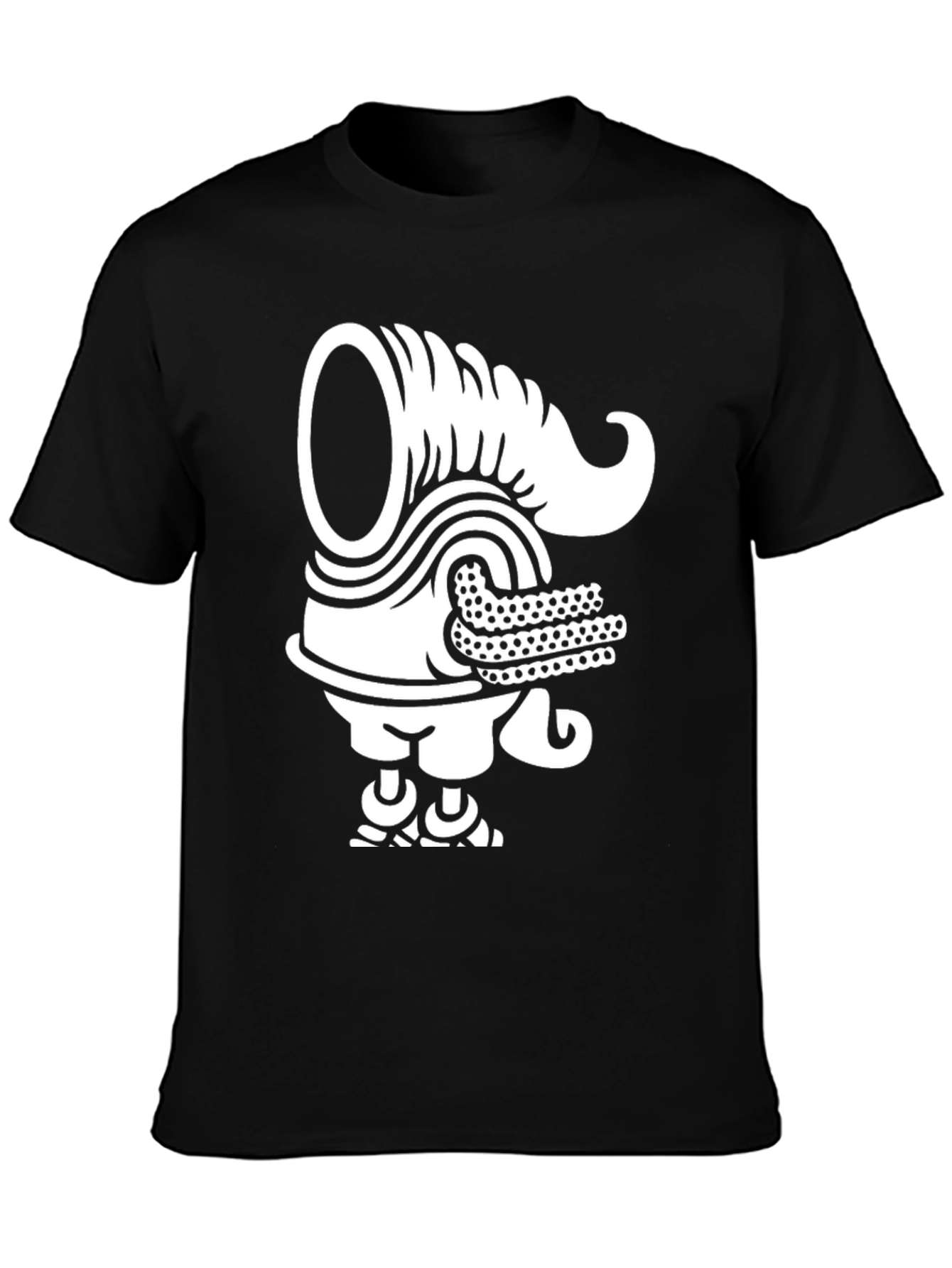 Black Unique Graphic Tee - Black T-Shirt with White Design view 3