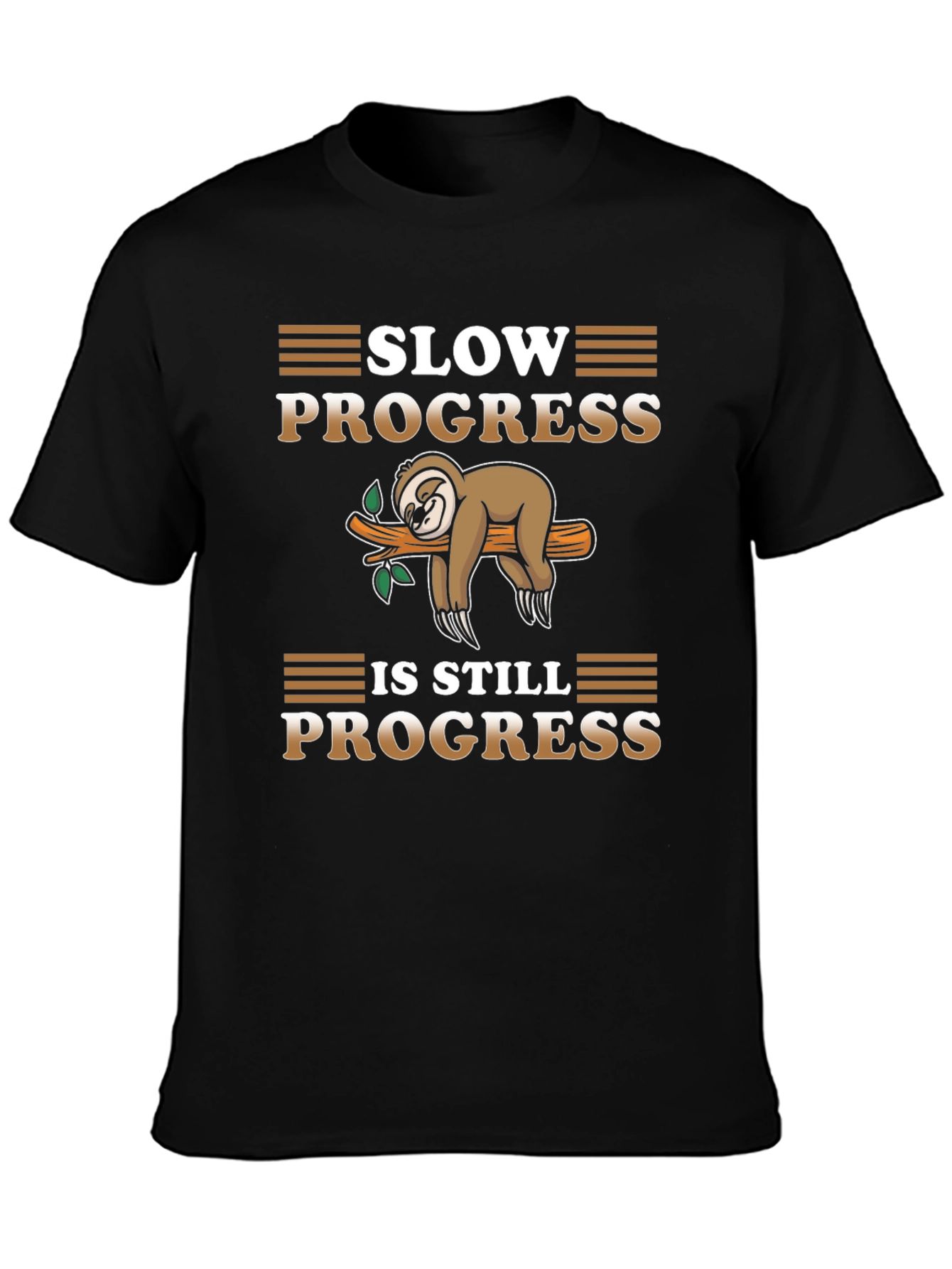 Black Slow Progress Sloth T-Shirt view 3