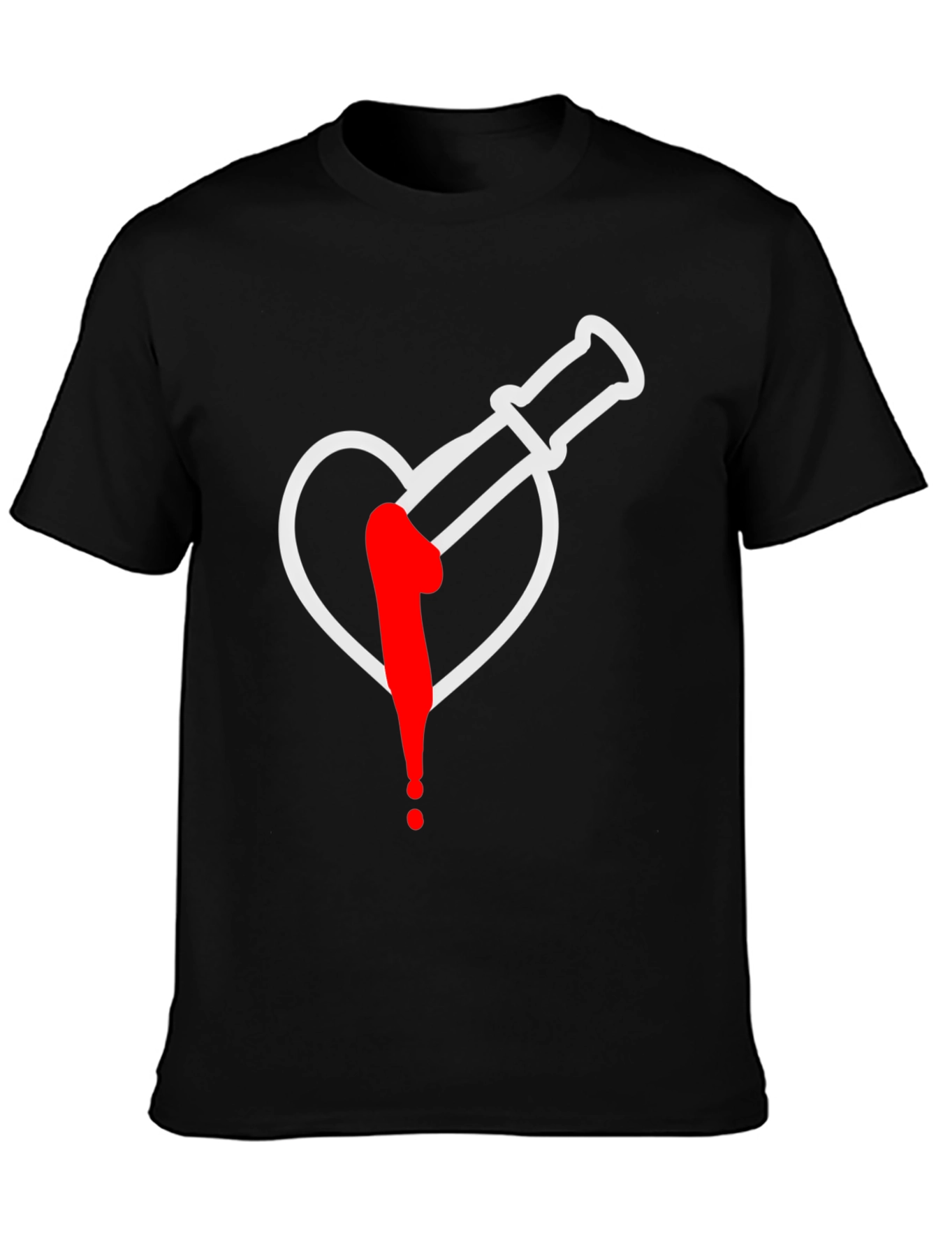 Black Heart Broken Syringe Graphic Tee view 3