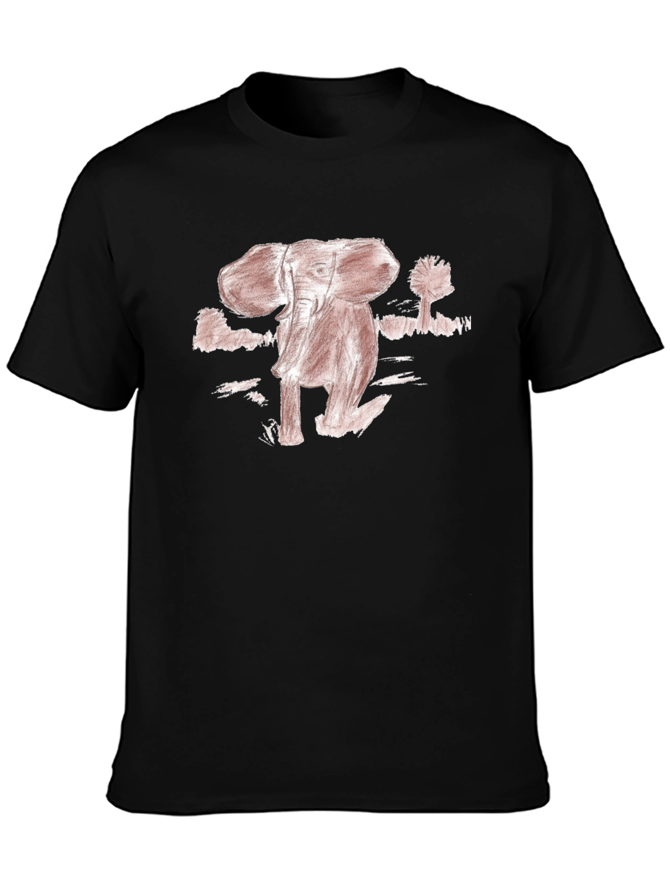 Black Elephant Sketch Graphic T-Shirt view 3