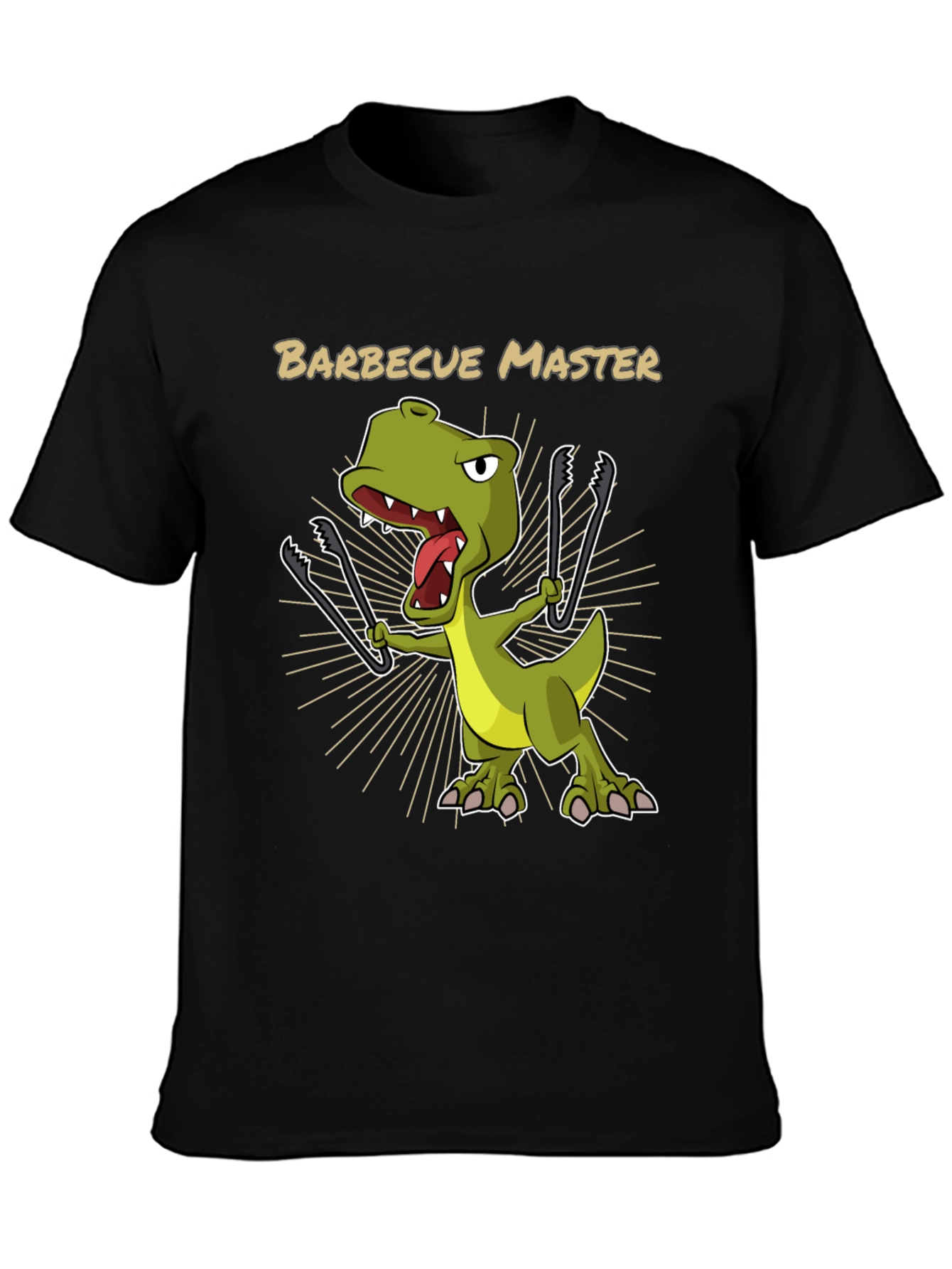 Black BBQ Master T-Rex Graphic Tee view 3