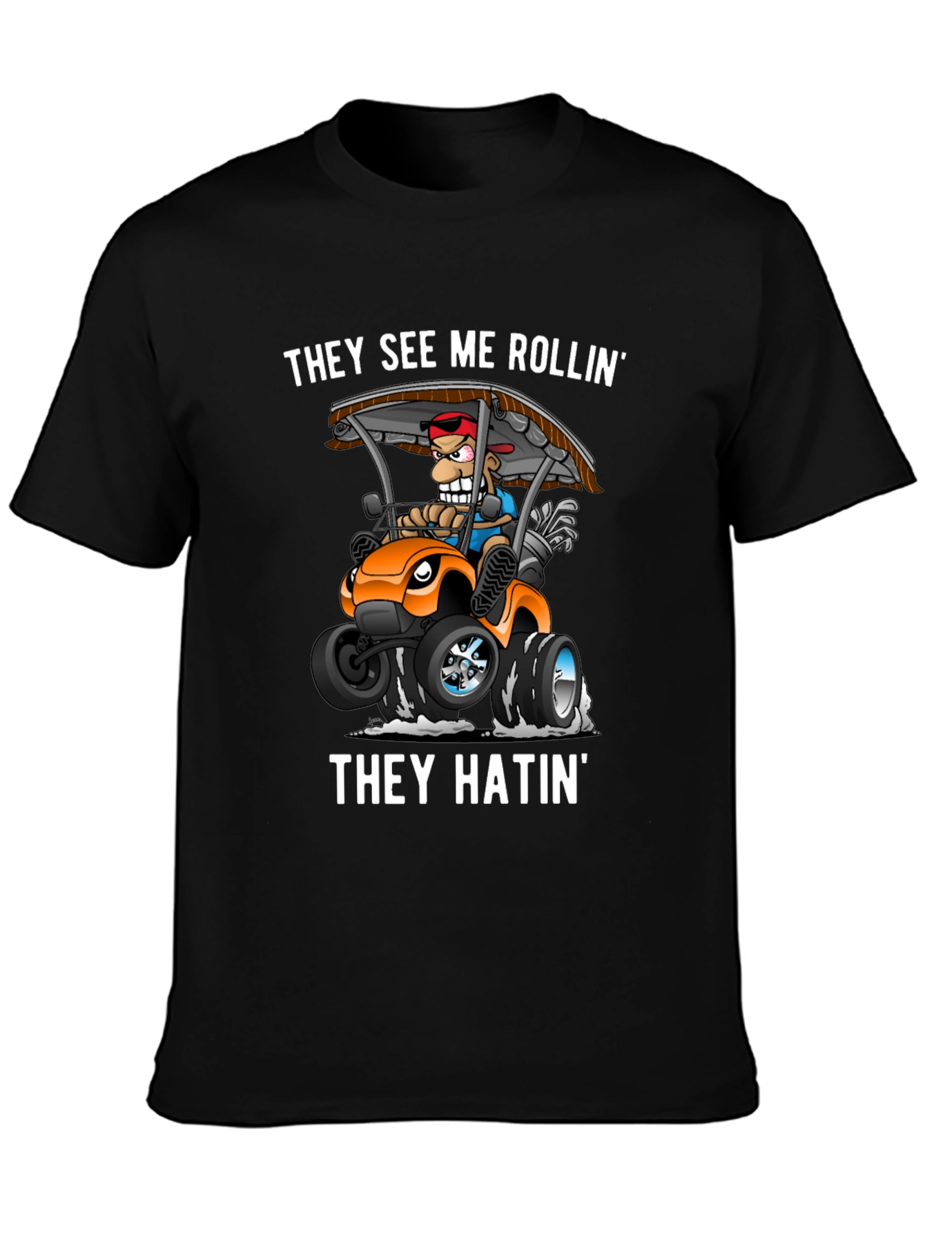 Black Funny "They See Me Rollin'" Graphic Tee view 3