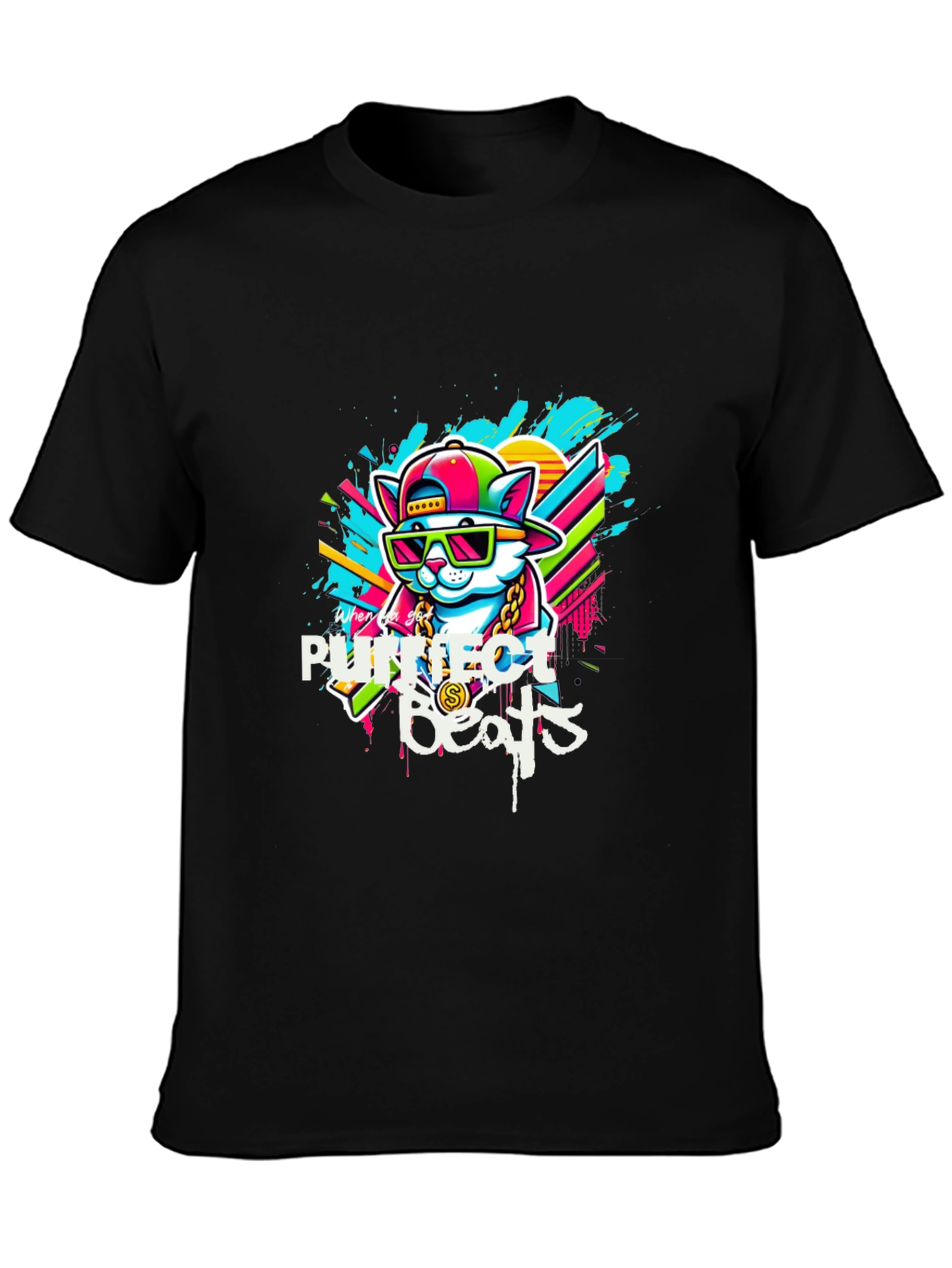Black Purrfect Beats Black T-Shirt view 3